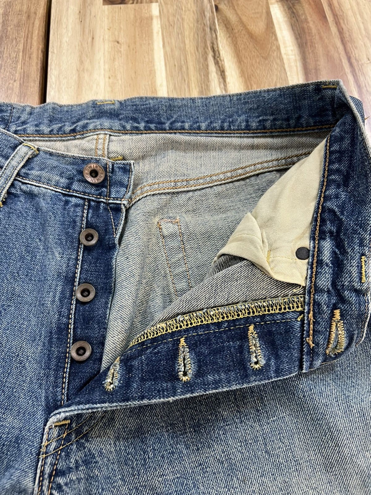 Edwin Vintage Edwin 505X Selvedge TRASHED Denim Jeans Size US 33 - 7 Thumbnail