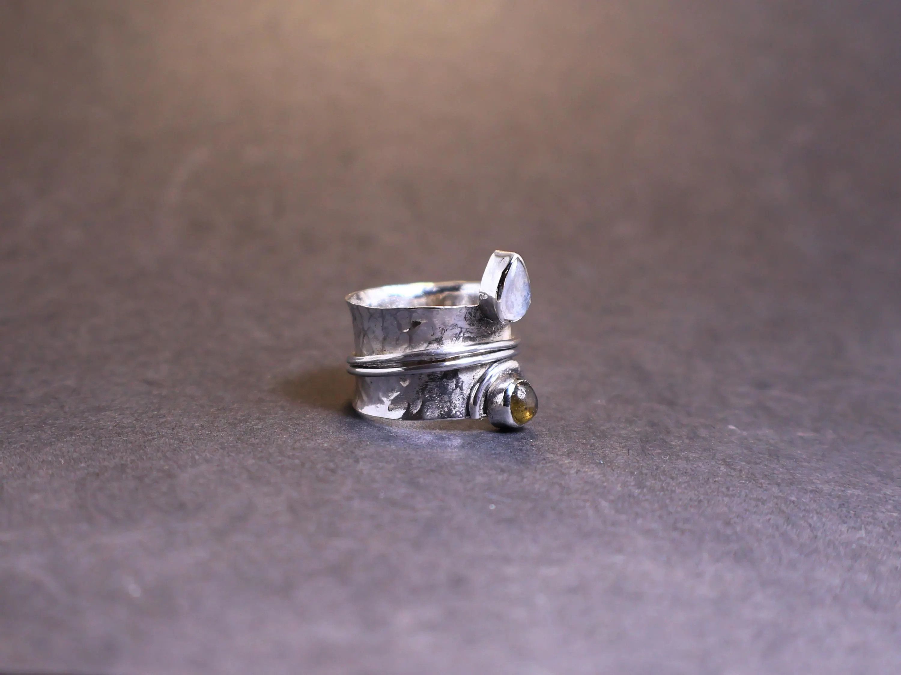 Handmade Moonstone Labradorite Band Ring, 925 Silver Handmade Ring, Size ONE SIZE - 3 Thumbnail