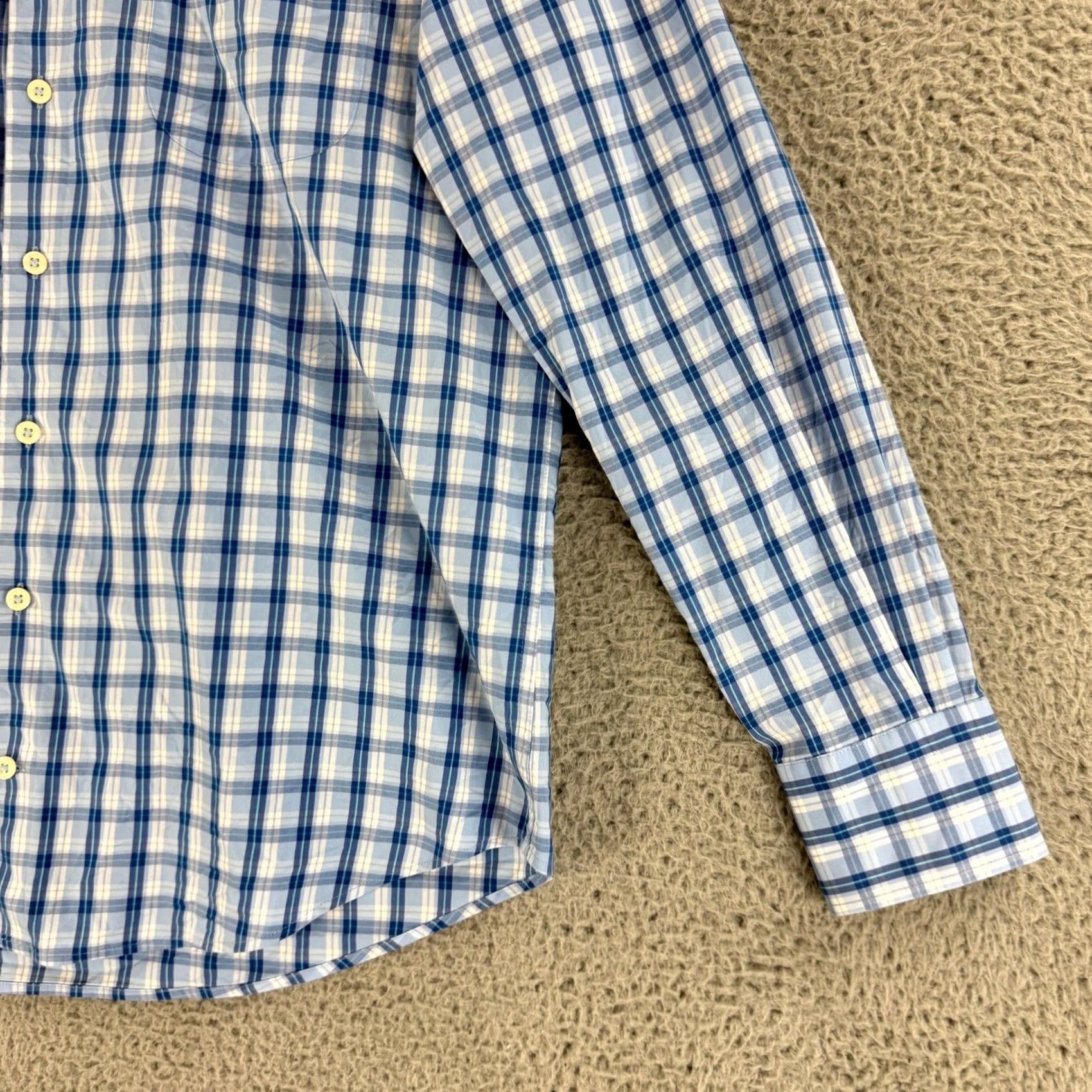 Peter Millar Peter Millar Button-Up Shirt Mens L Blue Plaid Cotton Blend Long Sleeve Size US L / EU 52-54 / 3 - 3 Thumbnail