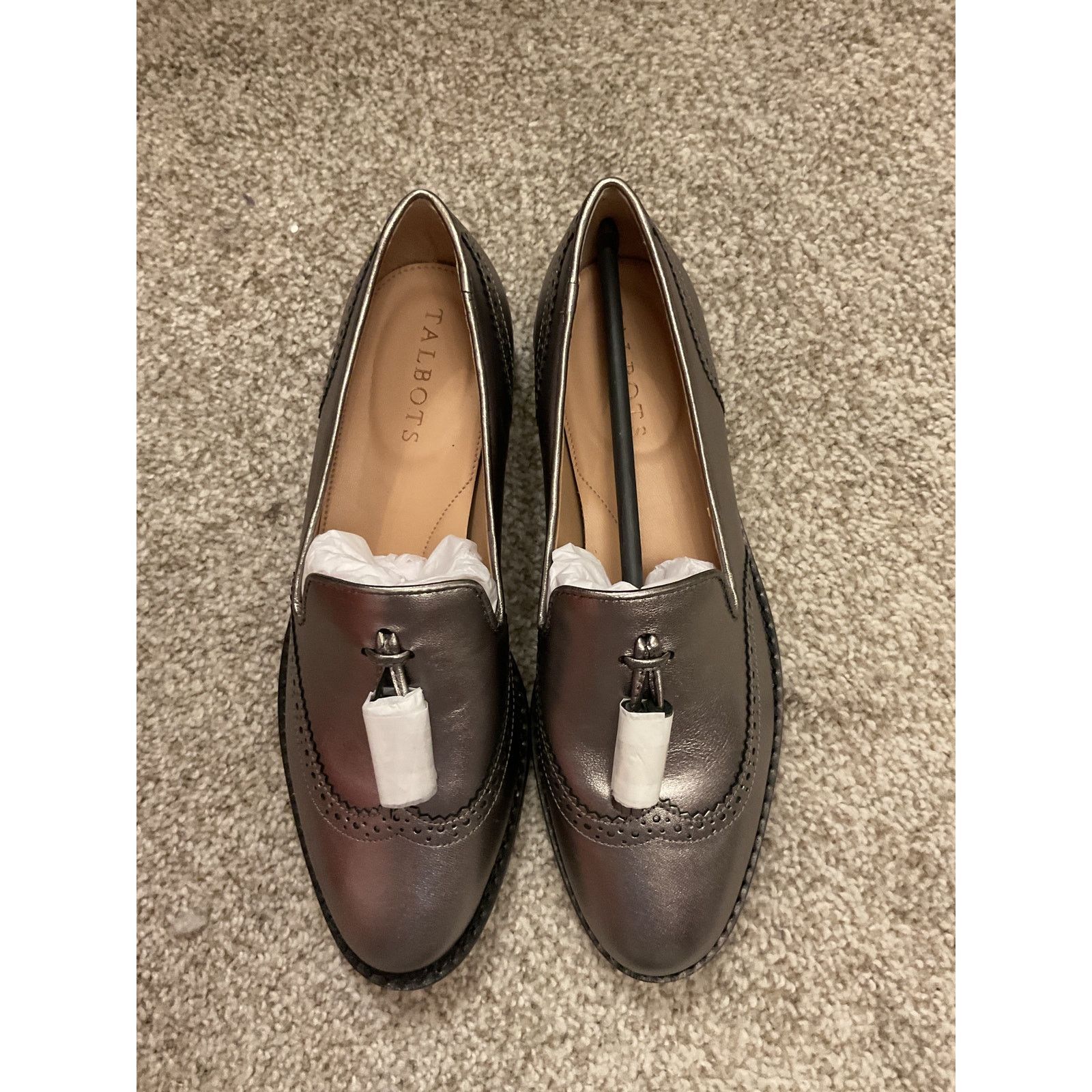 Talbots NIB Talbots Leighton Brogue Nappa Leather Metallic Loafers,6 Size US 6 / IT 36 - 4 Thumbnail
