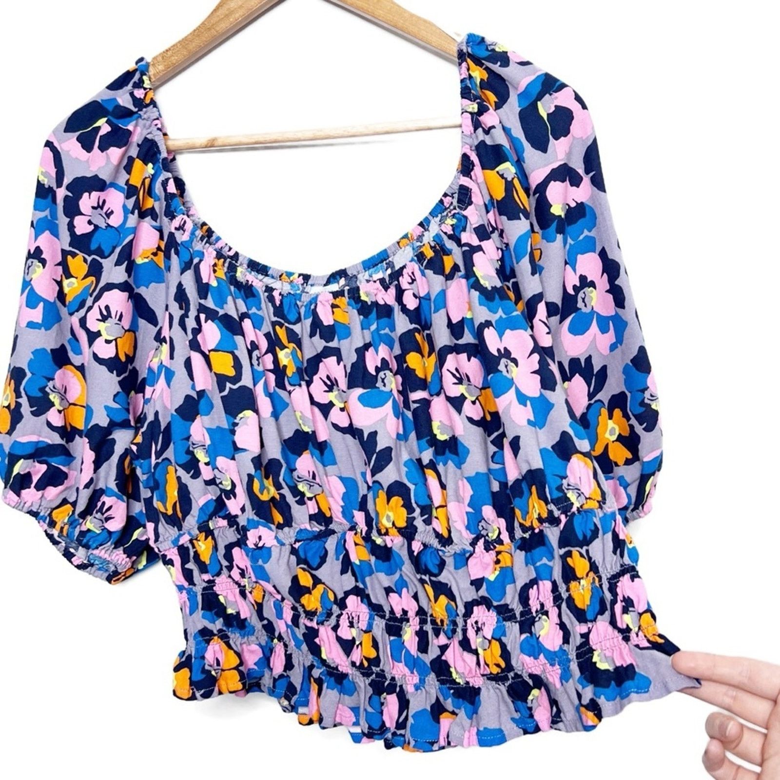 Parker New with Tags Women's Peyton & Parker Floral Smock Blouse Size XL / US 12-14 / IT 48-50 - 10 Thumbnail
