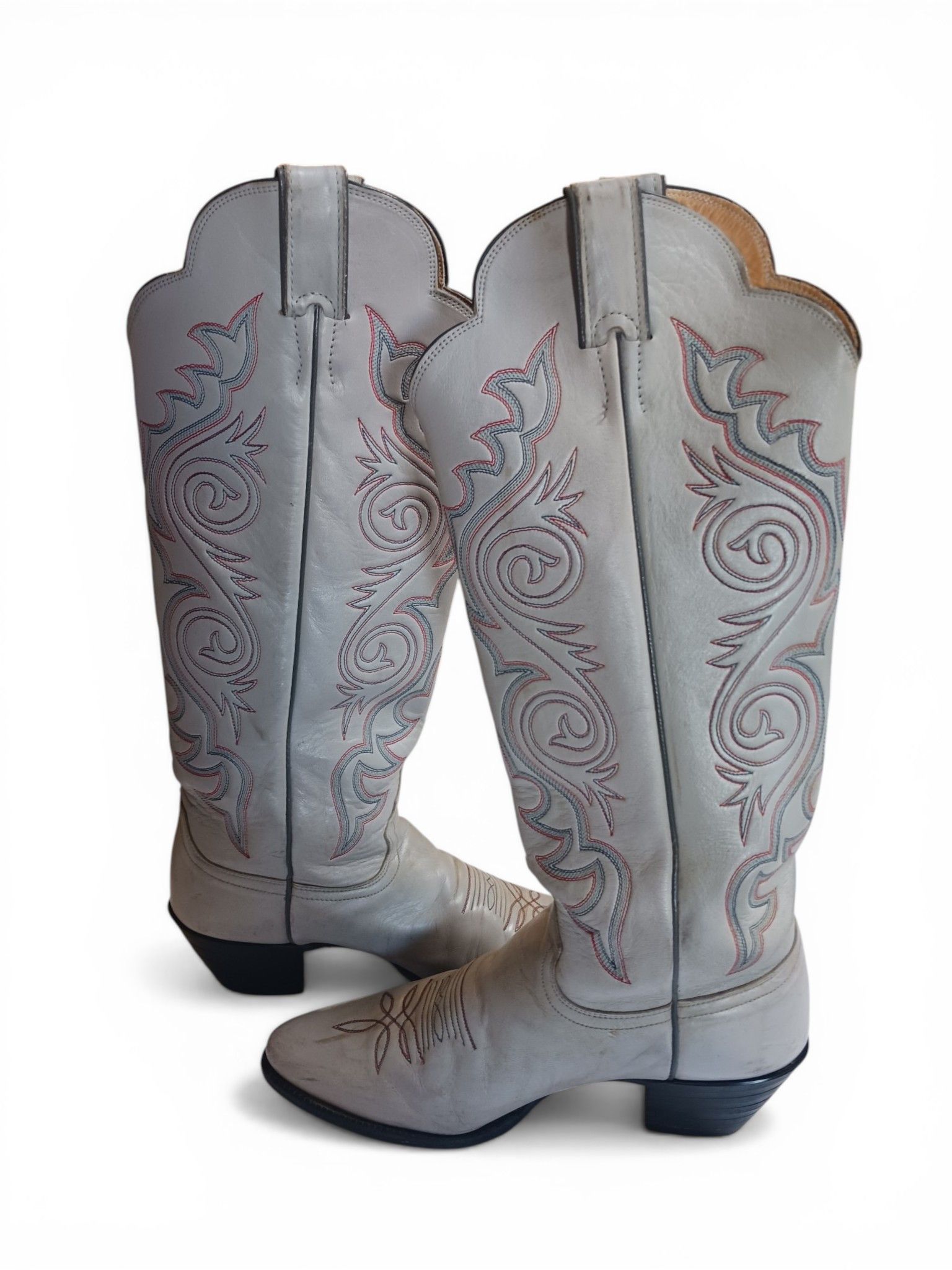Justin Boots Vintage Justin Made in USA Grey Leather Cowboy Boots 7B Size US 7 / IT 37 - 1 Thumbnail