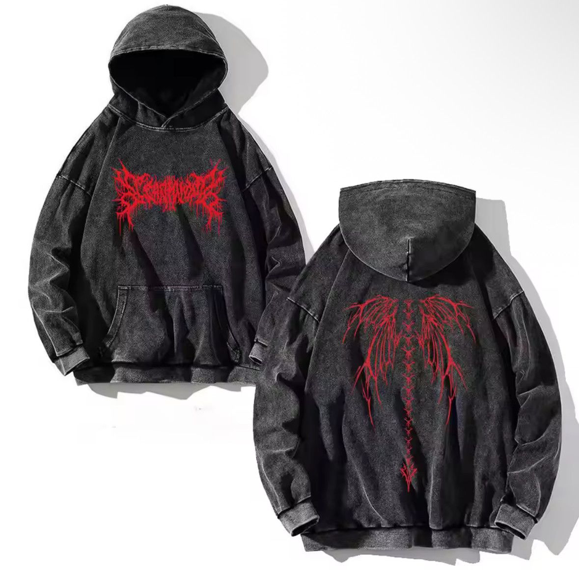 Japanese Brand Vintage Gothic Y2K Red Berserk Print Washed Hoodies Size US XL / EU 56 / 4 - 1 Thumbnail