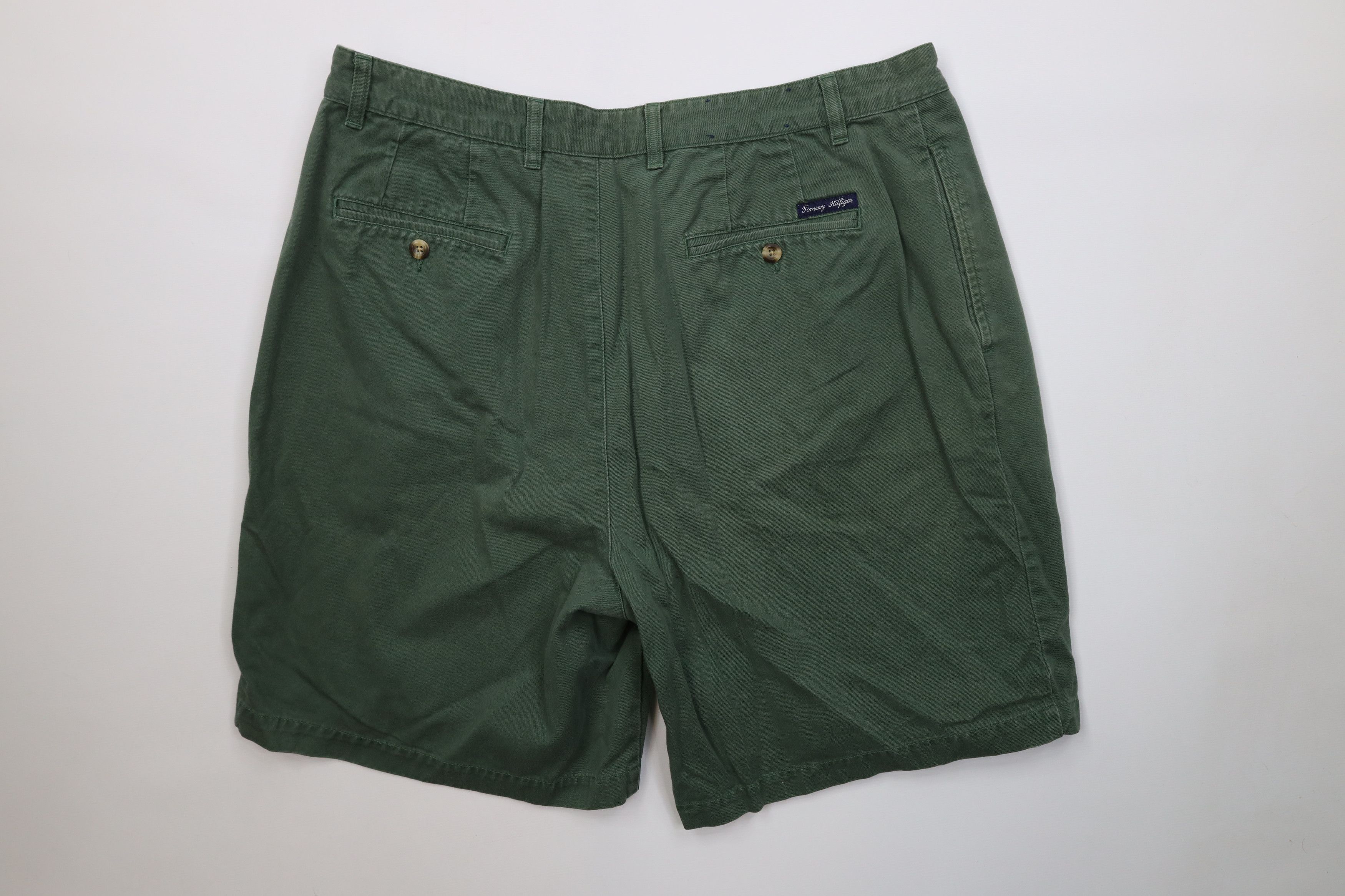 Tommy Hilfiger Vintage 90s Tommy Hilfiger Pleated Chino Golf Shorts Green Size US 36 / EU 52 - 7 Thumbnail