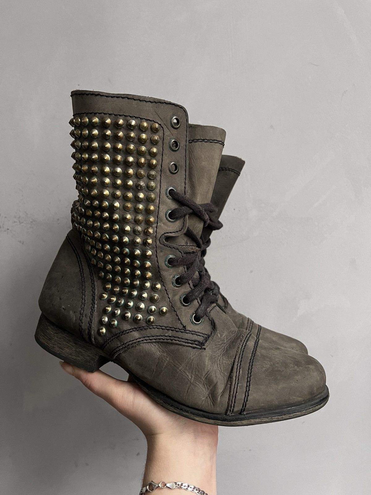 ASH Studded Brown Combat Boots Women’s 38 Punk Vintage as98 Size US 8 / IT 38 - 3 Thumbnail