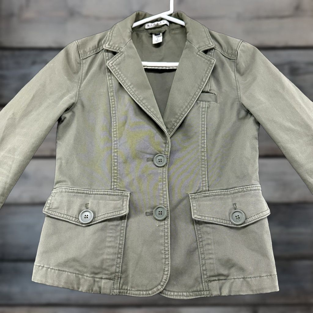 Gap VINTAGE Gap Blazer Shirt Womens 2 Green Cotton Solid Twill Pockets 90s Preppy Jacket Size XS / US 0-2 / IT 36-38 - 1 Thumbnail
