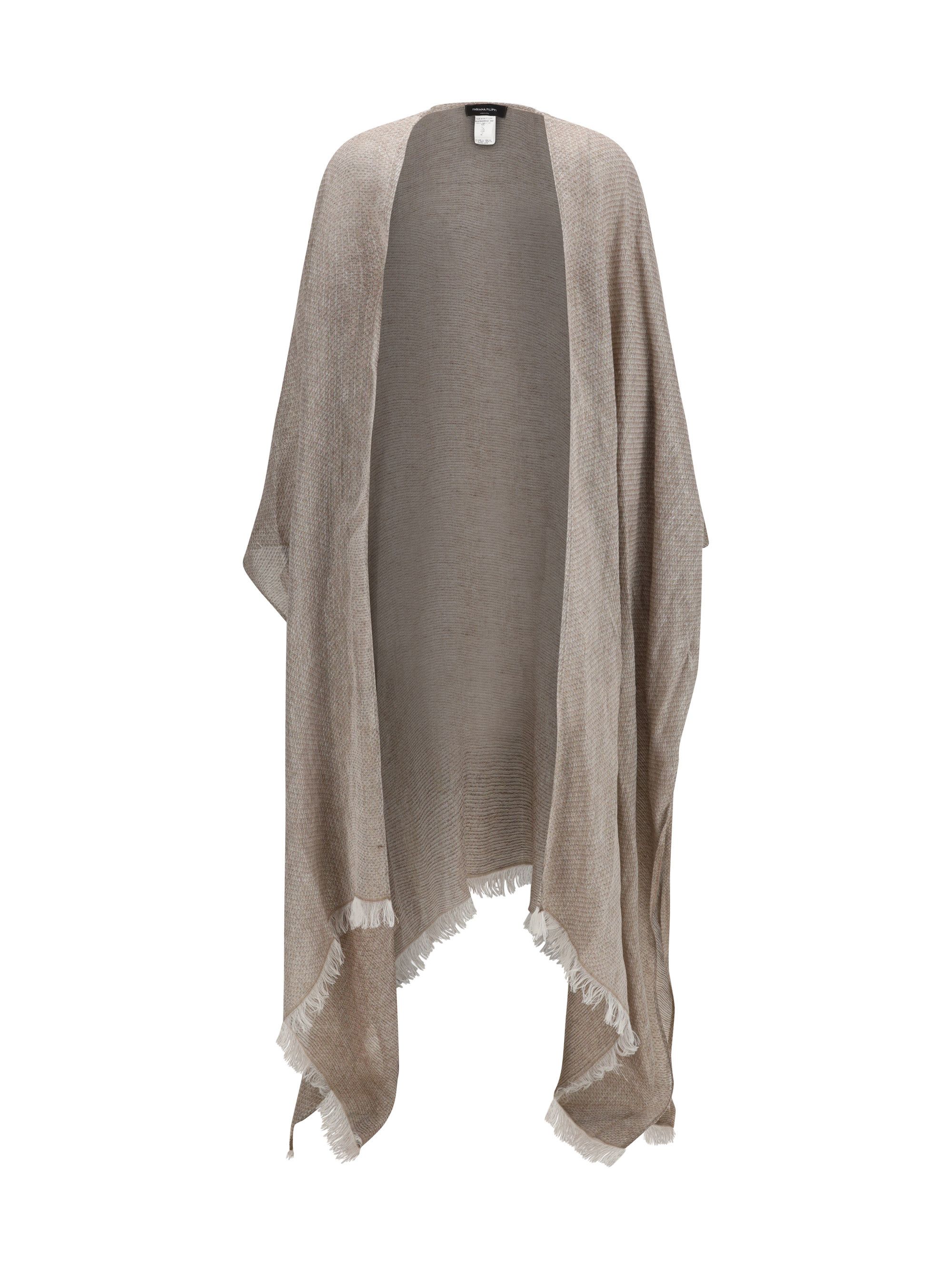 Fabiana Filippi Frayed linen Cape Size ONE SIZE - 1 Thumbnail
