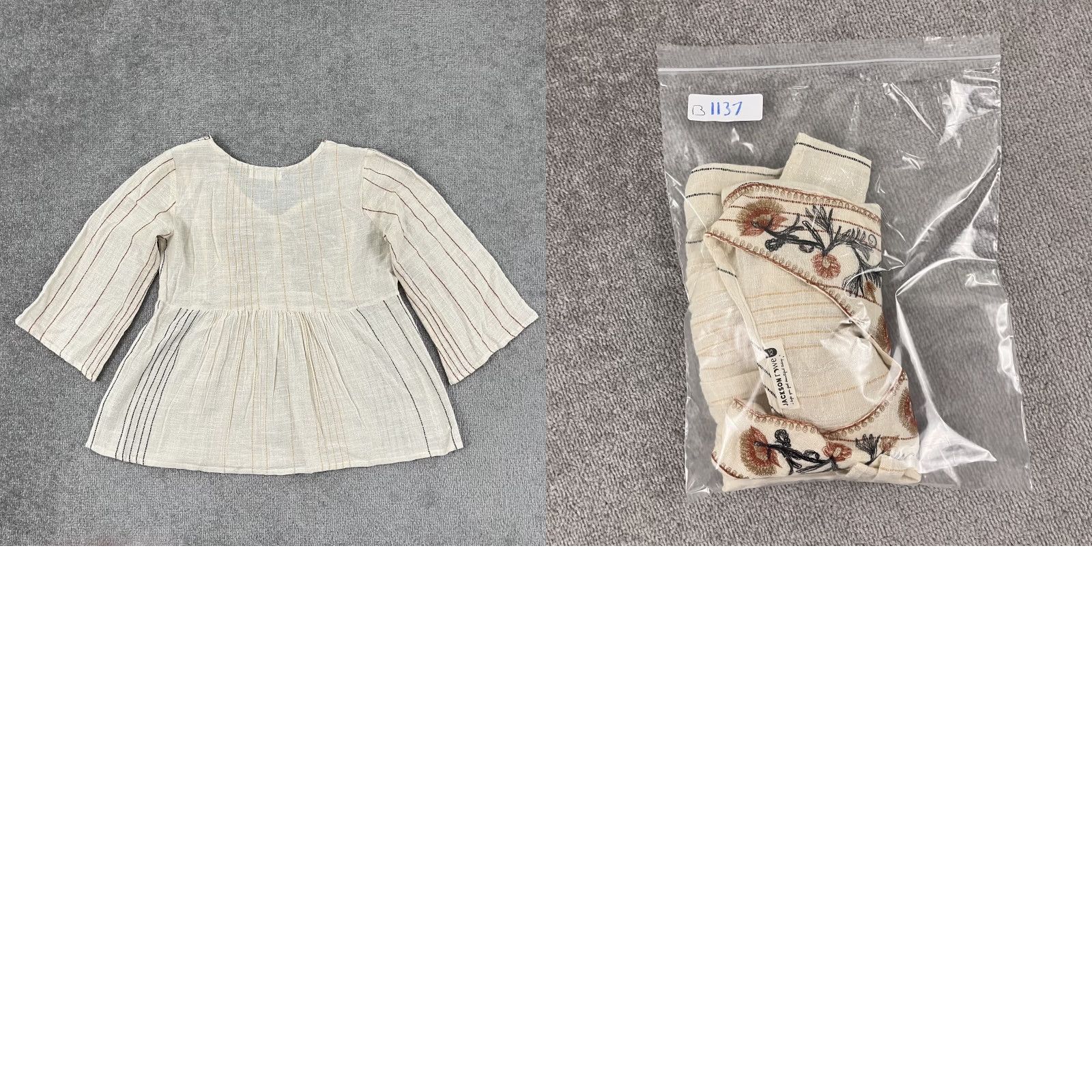 Vintage Jackson Rowe Blouse Womens XS Cream White Floral Prairie Fairy Minimalist BOHO Size XS / US 0-2 / IT 36-38 - 8 Thumbnail