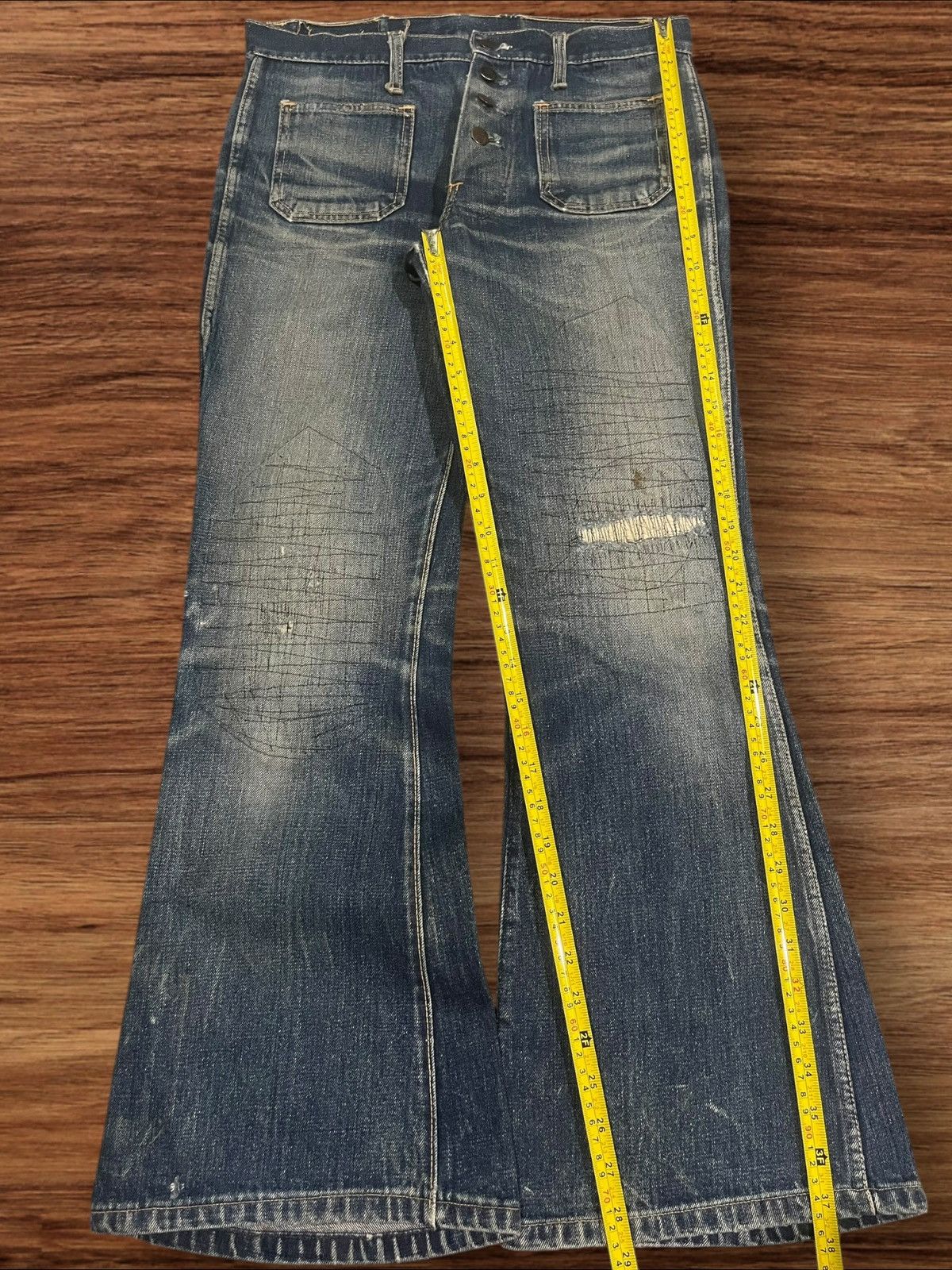 Hysteric Glamour Japanese Brand John Bull Bell Bottom Button Fly Flare Jeans Size US 30 / EU 46 - 15 Thumbnail