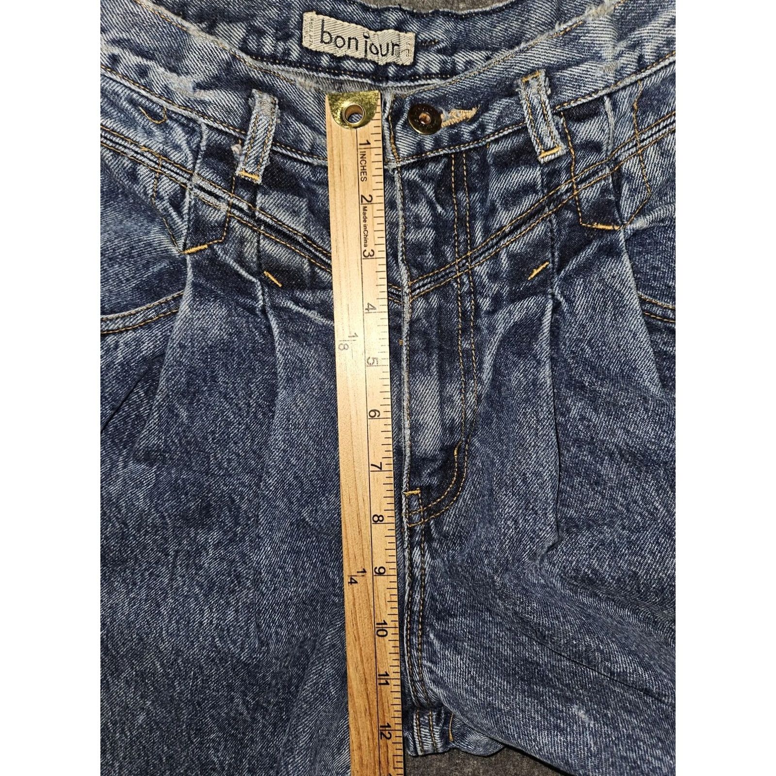 Vintage VINTAGE BonJour Jeans Womens 9/10 Blue High Rise Tapered Pleated Denim 90s Pants Size 30" / US 8 / IT 44 - 5 Thumbnail