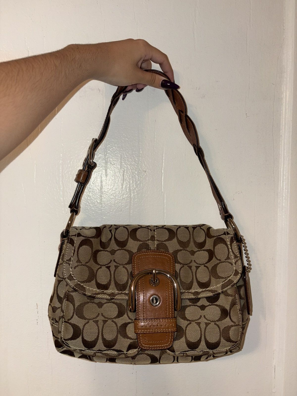 正規品　COACH ソーホー　ワンショルダーバッグ 11862 y2k Coach Vintage 2000s Coach Purse 11862 Beige Soho Shoulder Bag
