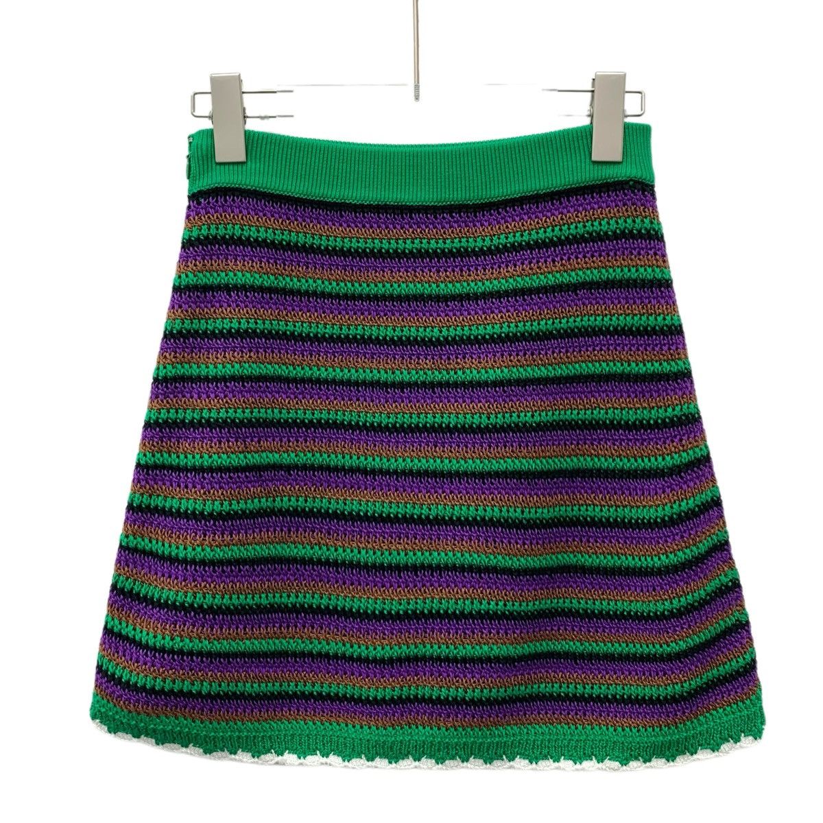 Miu Miu Miu Miu Color-block Striped Cotton Casual Knit Skirt K26WX Size 26" / US 2 / IT 38 - 2 Thumbnail