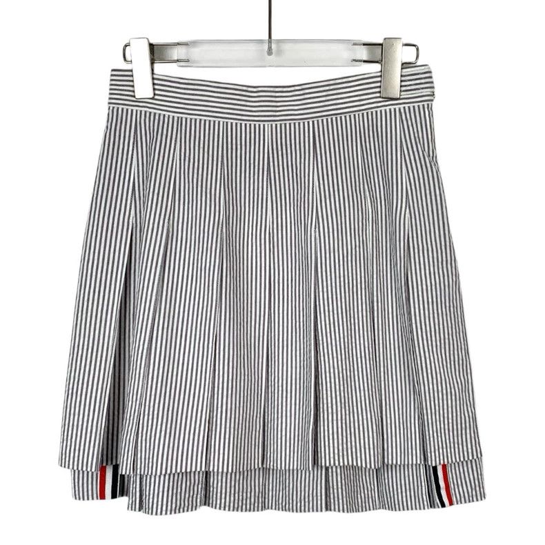 Thom Browne Gray Striped Cotton Pleated Skirt Size 40 - dmc Size US 31 - 1 Thumbnail