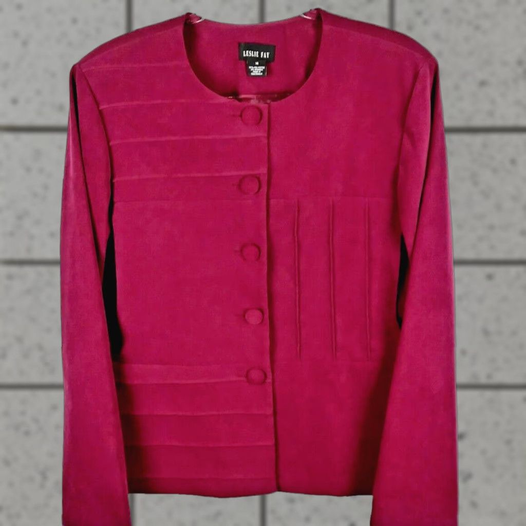Vintage Leslie Fay Womens Blazer Jacket Button-Down Front Long Sleeve Red 14 Size Regular Women Department Blazer Button-Down Work 90s et Cetera Size XL / US 12-14 / IT 48-50 - 1 Thumbnail