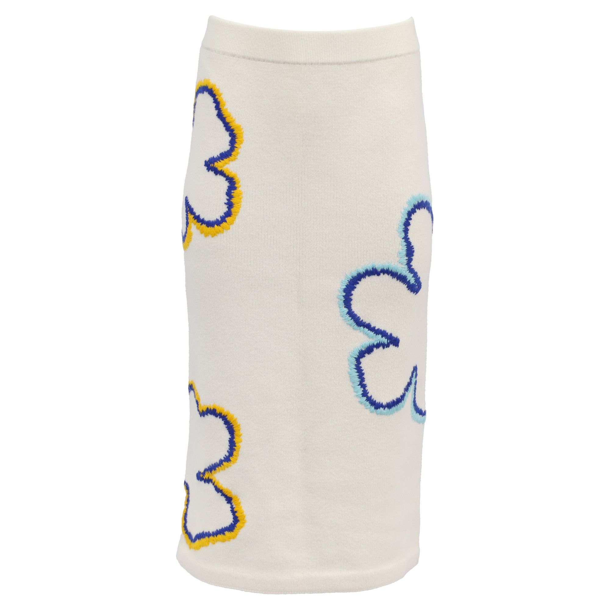 Carolina Herrera Carolina Herrera Embroidered Midi Skirt in Ecru Wool Size 24" / US 00 / IT 34 - 1 Thumbnail