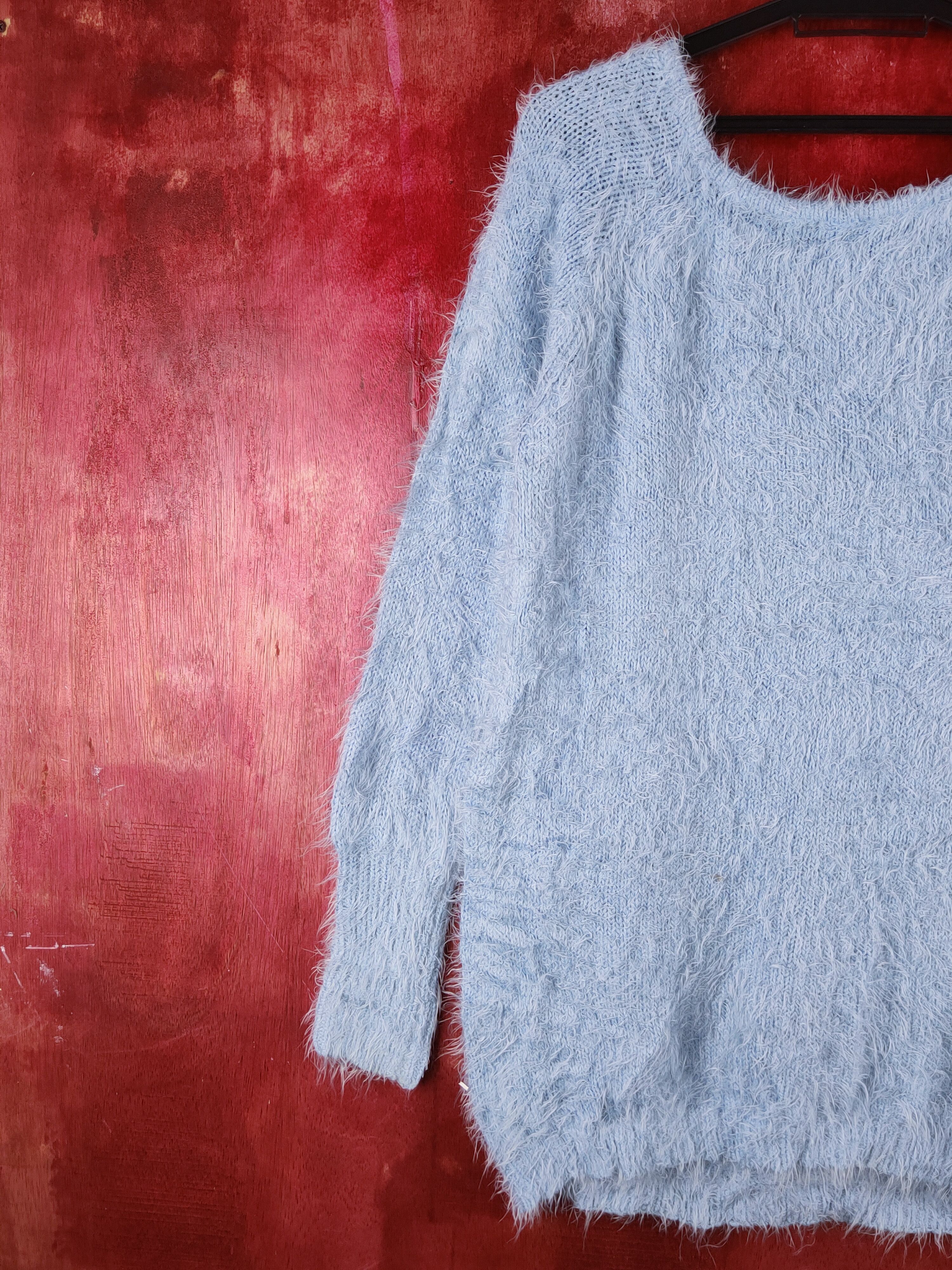 Japanese Brand Gorge Blue Shag Shaggy Fur Mohair Knitwear #S1928 Size M / US 6-8 / IT 42-44 - 8 Thumbnail