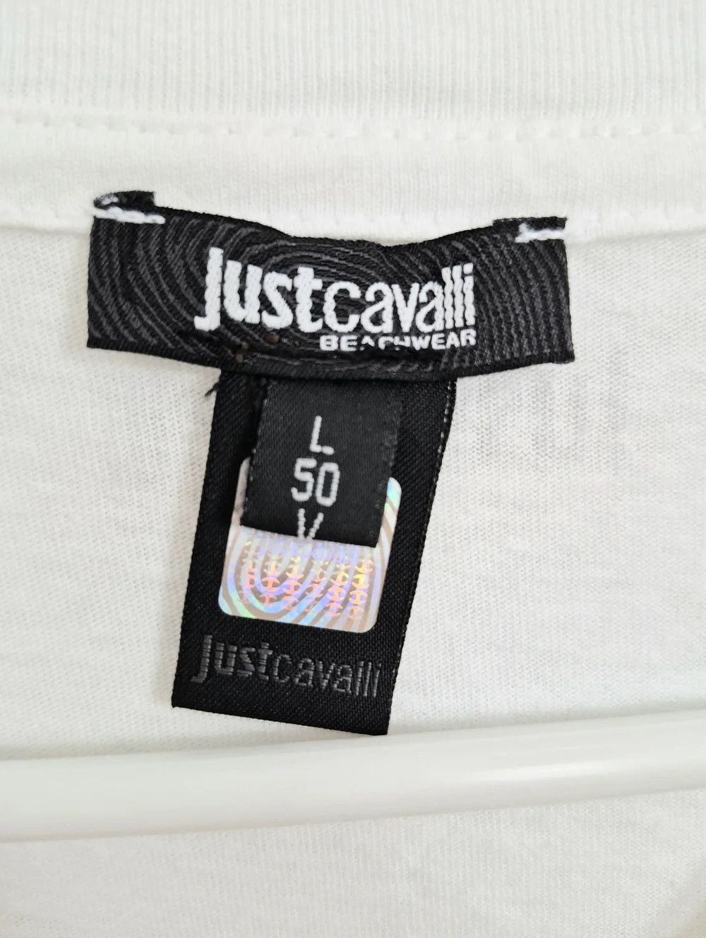 Just Cavalli Beachwear White/Green Graphic Tee Floral Spring Summer Size US L / EU 52-54 / 3 - 7 Thumbnail
