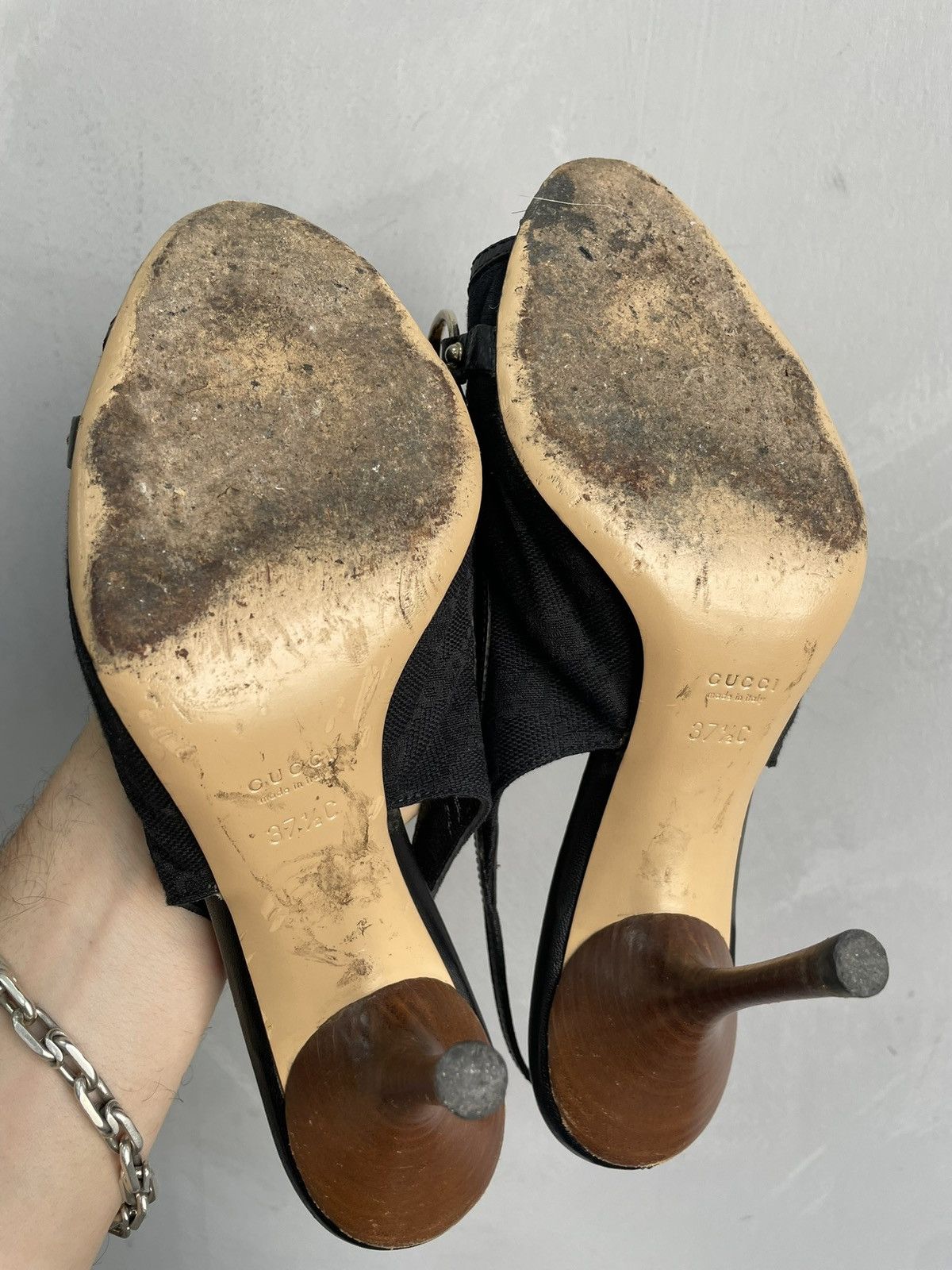 Gucci Vintage 90s gucci monogram heel shoes slippers mules Size US 7 / IT 37 - 13 Thumbnail