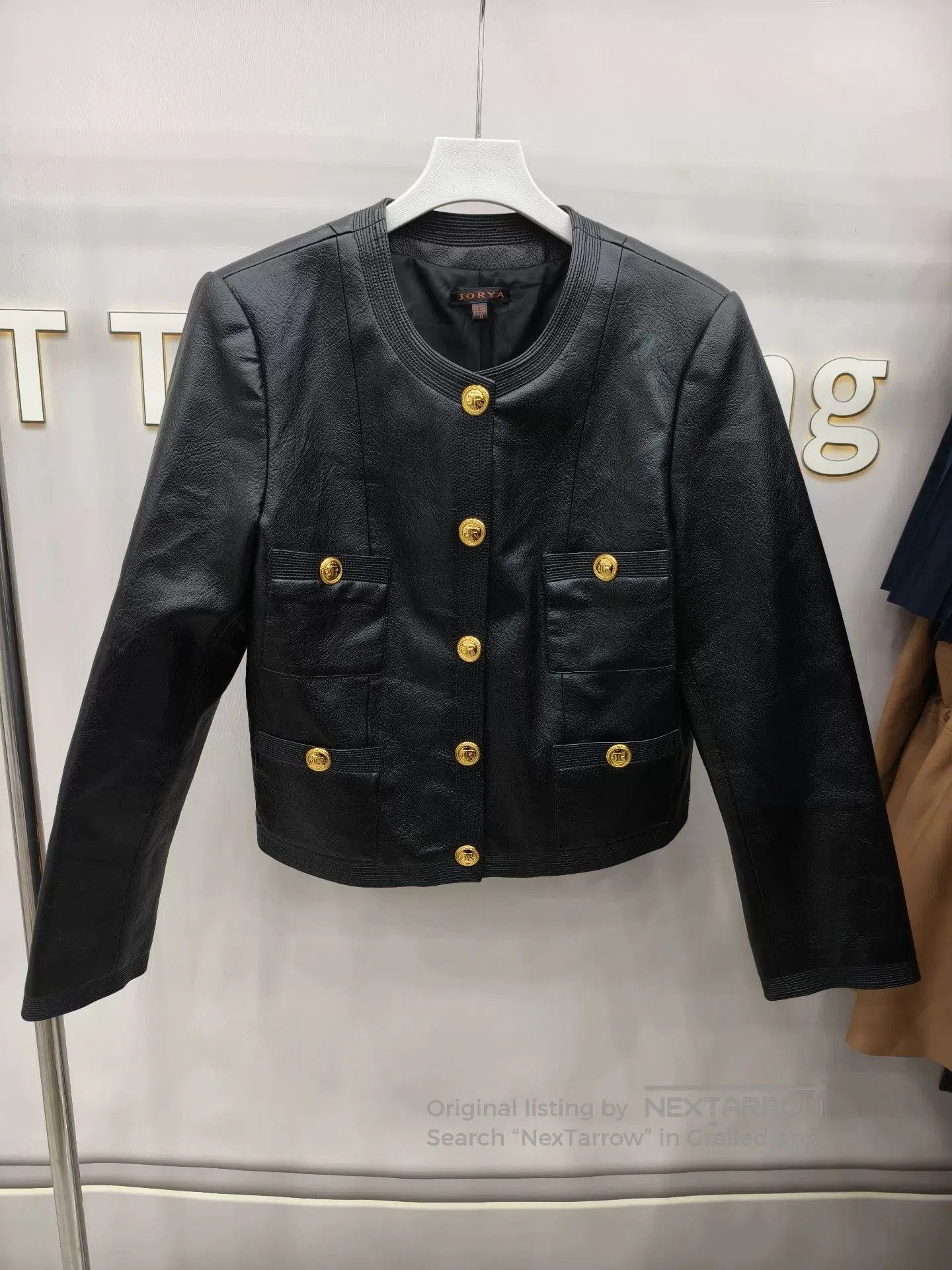 Japanese Brand Black Leather Jacket with Gold Accents. Size M / US 6-8 / IT 42-44 - 1 Thumbnail