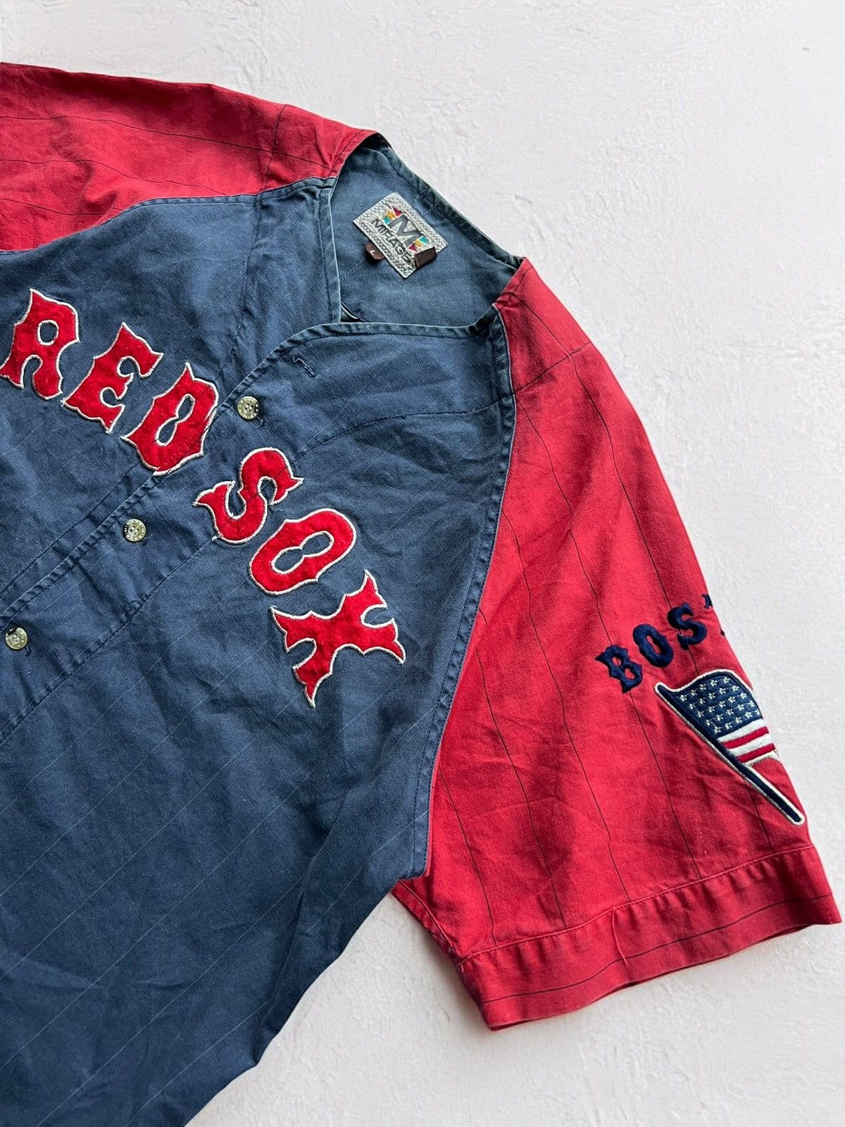 Band Tees × Vintage RED SOX BOSTON USA FLAG RETRO JERSEY VINTAGE TEE BASEBALL Size US L / EU 52-54 / 3 - 6 Thumbnail
