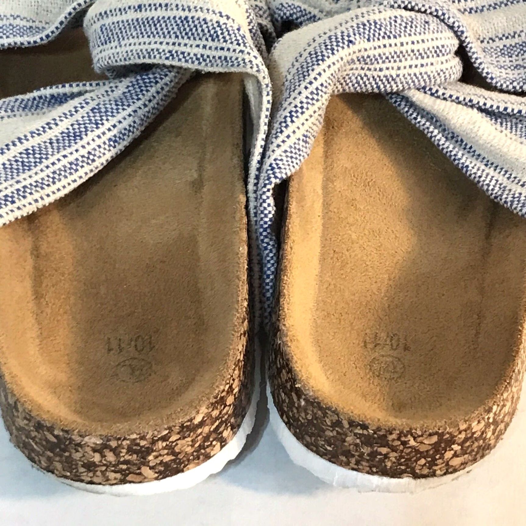 Vintage Time & Tru Women's Size 10-11 Blue/White Striped Crisscross Fabric Slides - Casual, Lightweight, Comfort Size US 10 / IT 40 - 2 Thumbnail