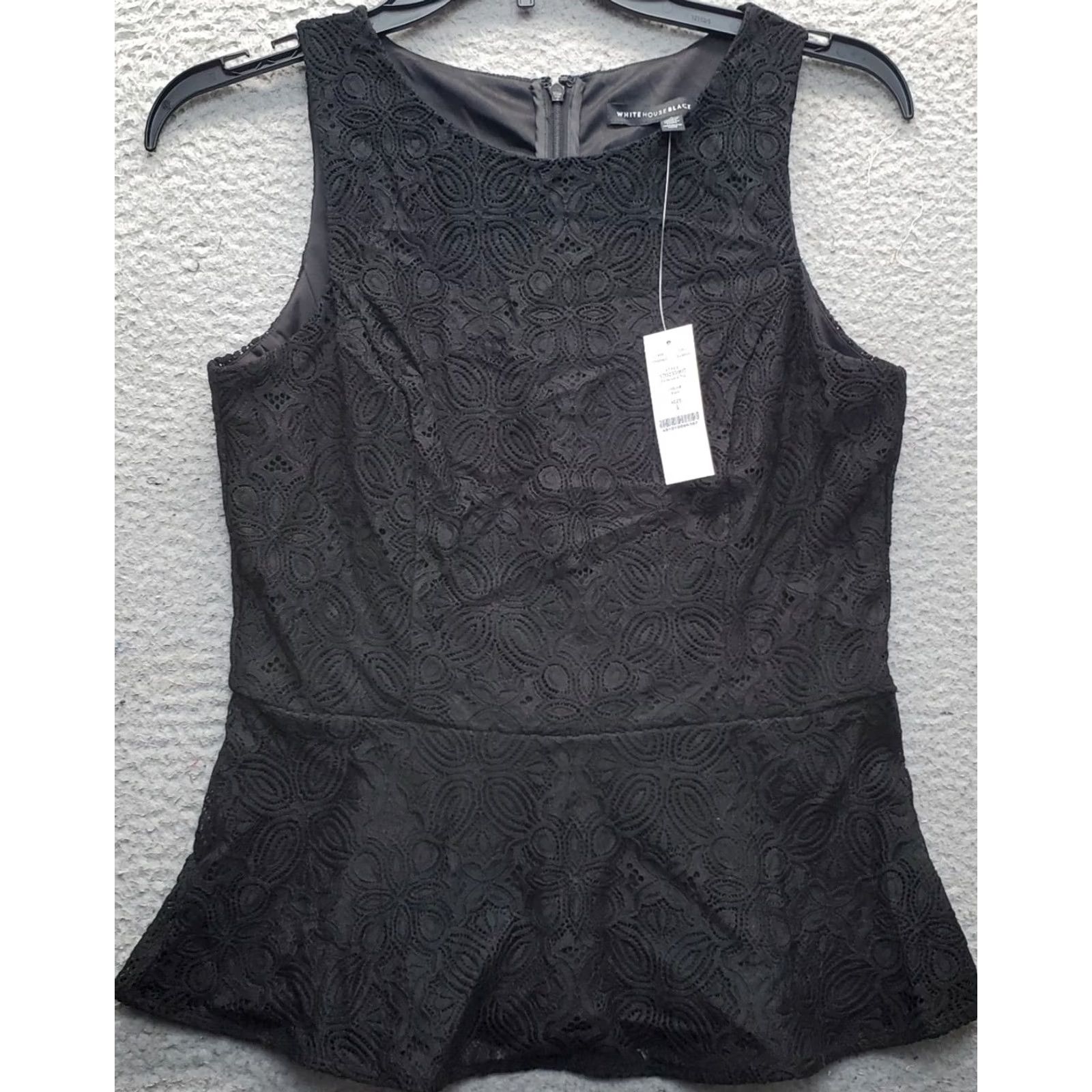 White House Black Market White House Black Market Peplum Top Womens 4 Black Lace Floral Back Zip Size S / US 4 / IT 40 - 2 Thumbnail