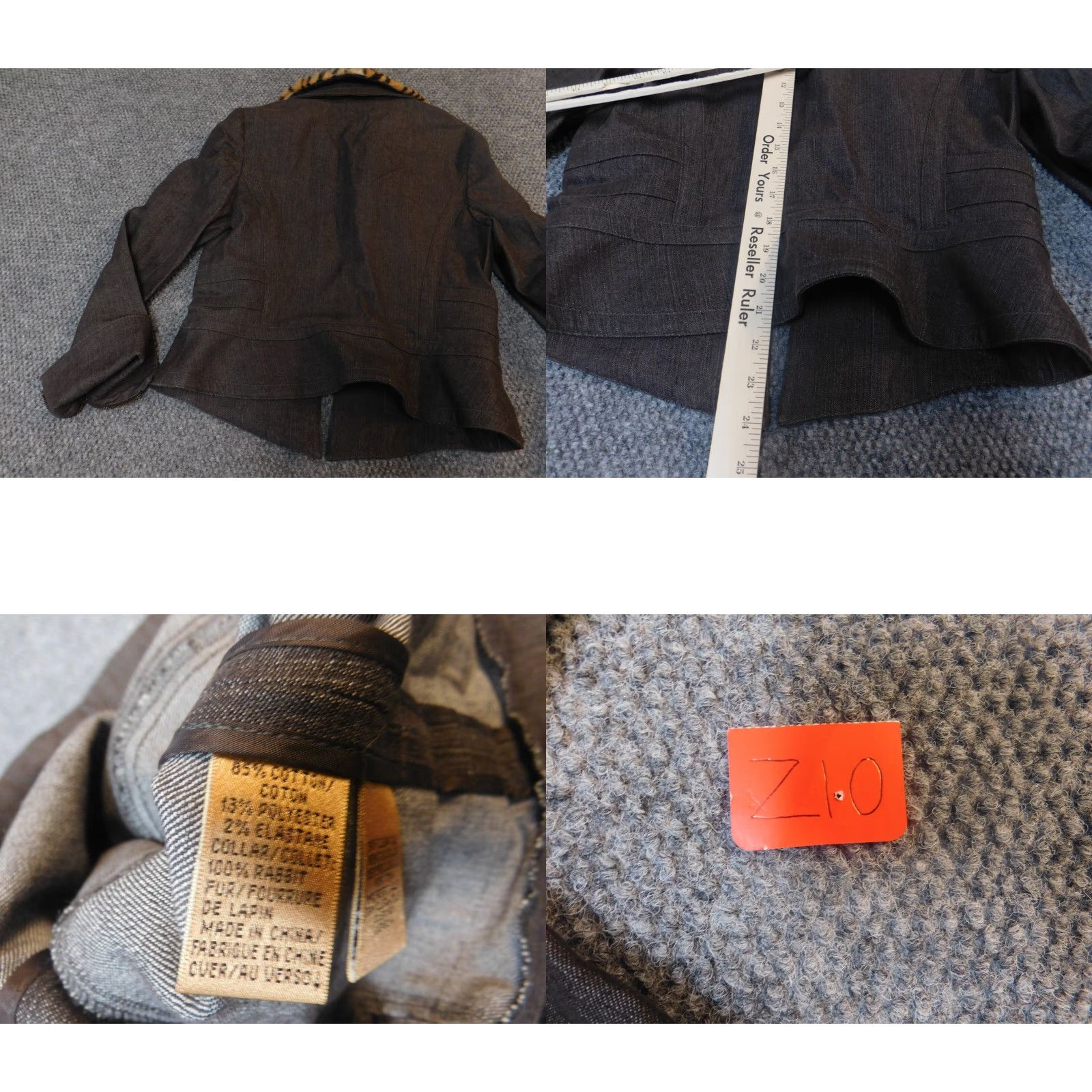 Vintage Dana Buchman Womens Jacket Cotton Denim Zip Brown Animal Print Peanut 4 Mid-Length Long Sleeve Casual Stretch Modern Basic Jacket Fall Spring Womens Size S / US 4 / IT 40 - 8 Thumbnail