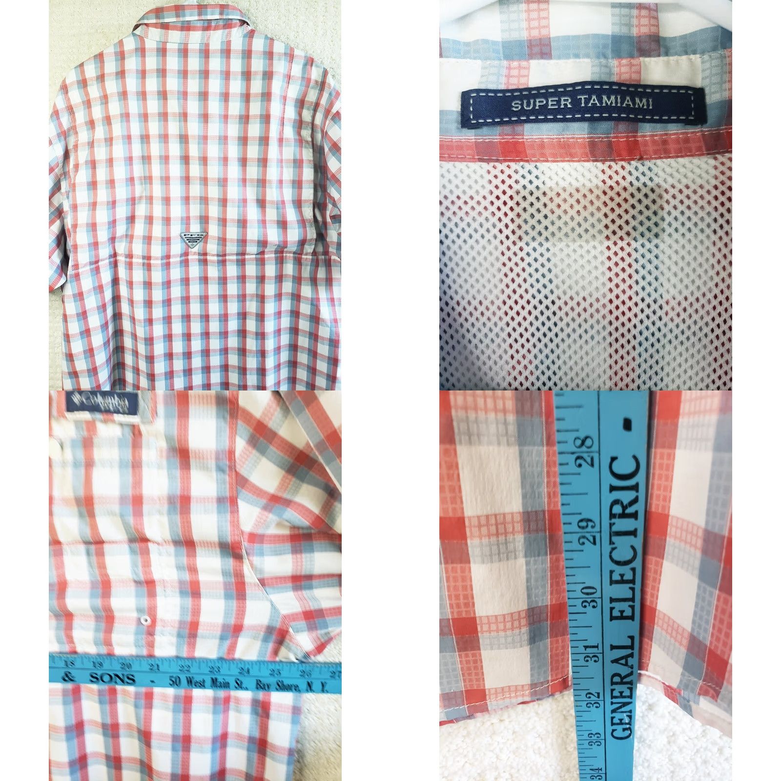 Vintage Columbia Mens XL PFG Super Tamiami S. Sleeve Red White Blue Plaid Button Shirt Size US XL / EU 56 / 4 - 8 Thumbnail