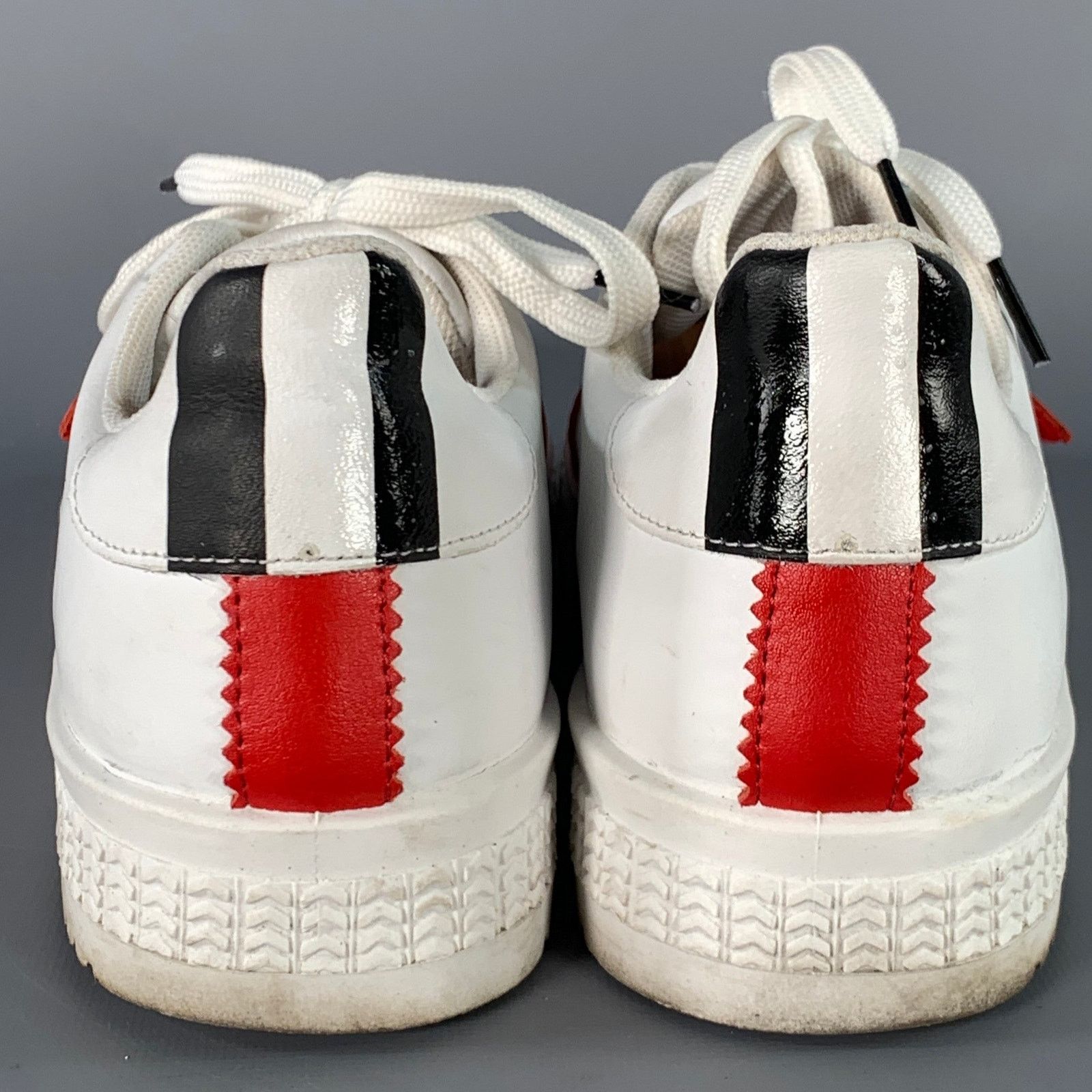 GCDS White Red Black Leather Logo Low Top Platform Sneakers Size US 9 / EU 42 - 3 Thumbnail