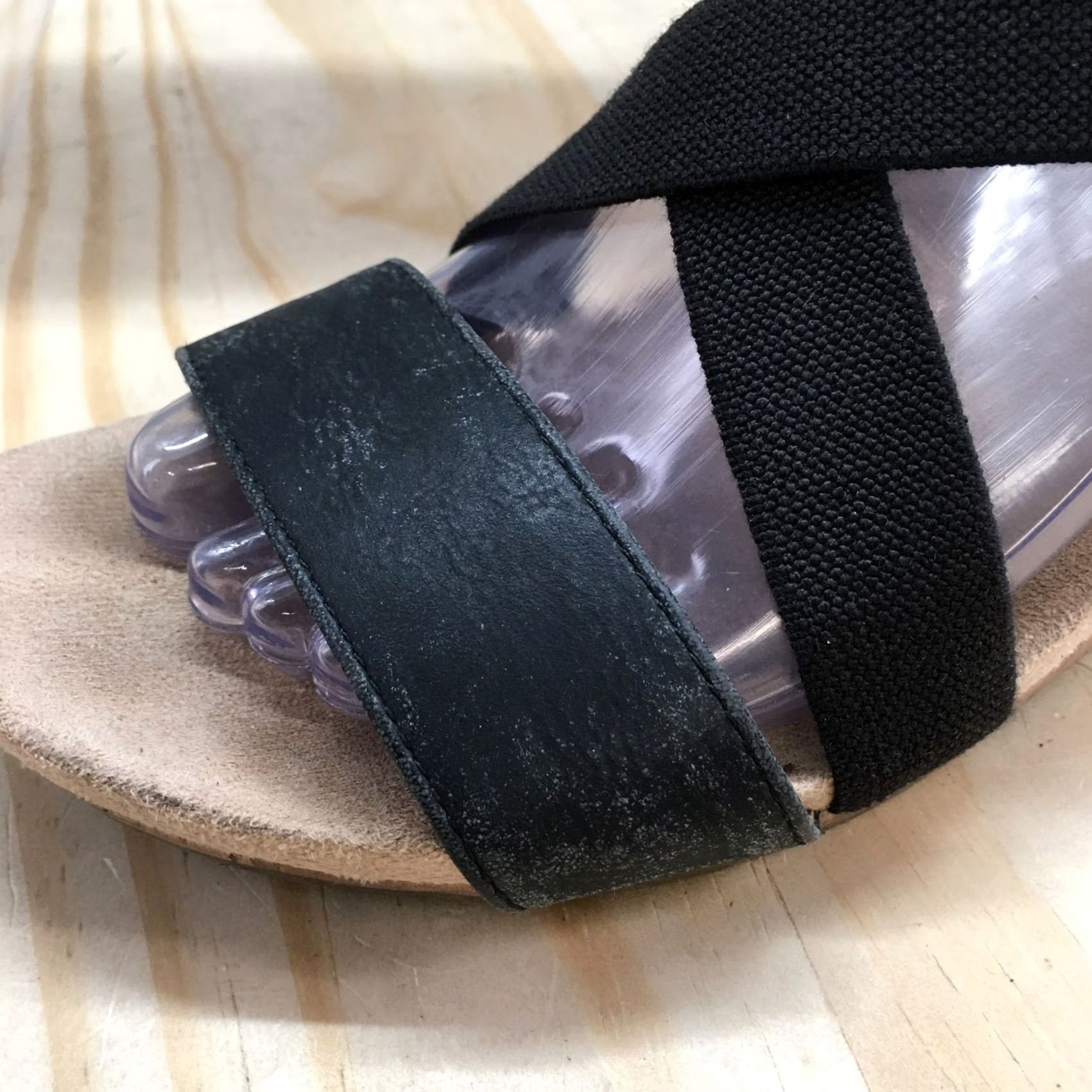 Vintage LifeStride Sandals Womens 7.5 M Black Wedge Slingback Crisscross Strap Comfort Size US 8 / IT 38 - 3 Thumbnail