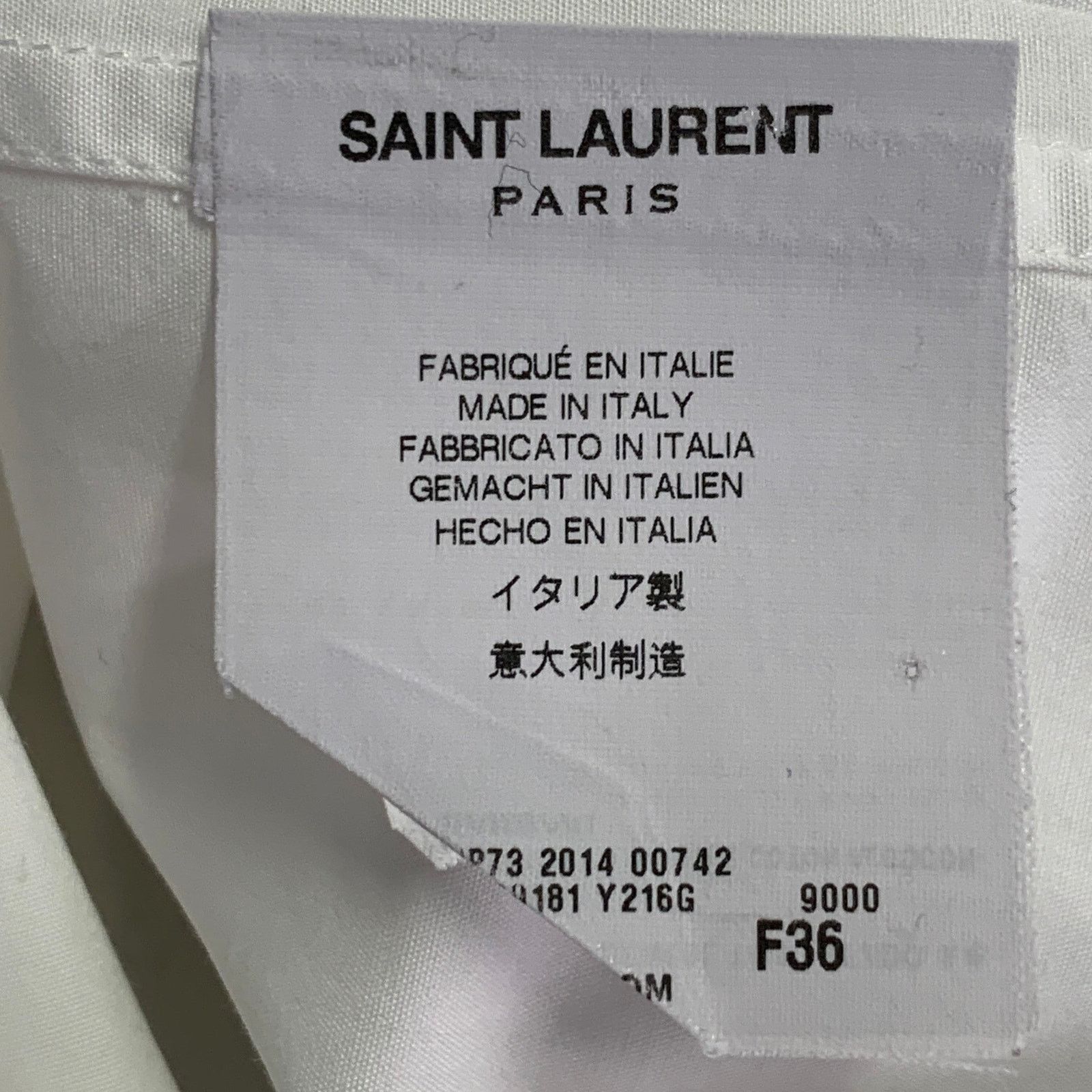 Saint Laurent Paris SAINT LAURENT Size 4 White Cotton Button Up Shirt Size S / US 4 / IT 40 - 7 Thumbnail