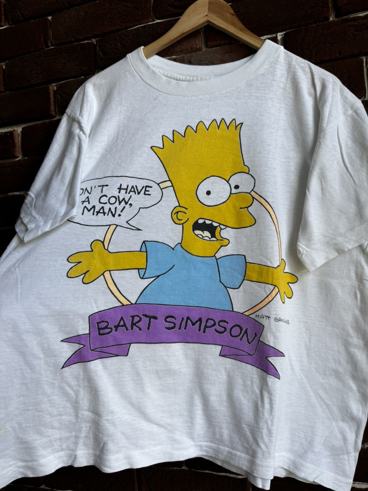 Cartoon Network Vintage 1990 Bart Simpson Don’t Have a Cow Tee Cartoon Movie Size US L / EU 52-54 / 3 - 2 Thumbnail