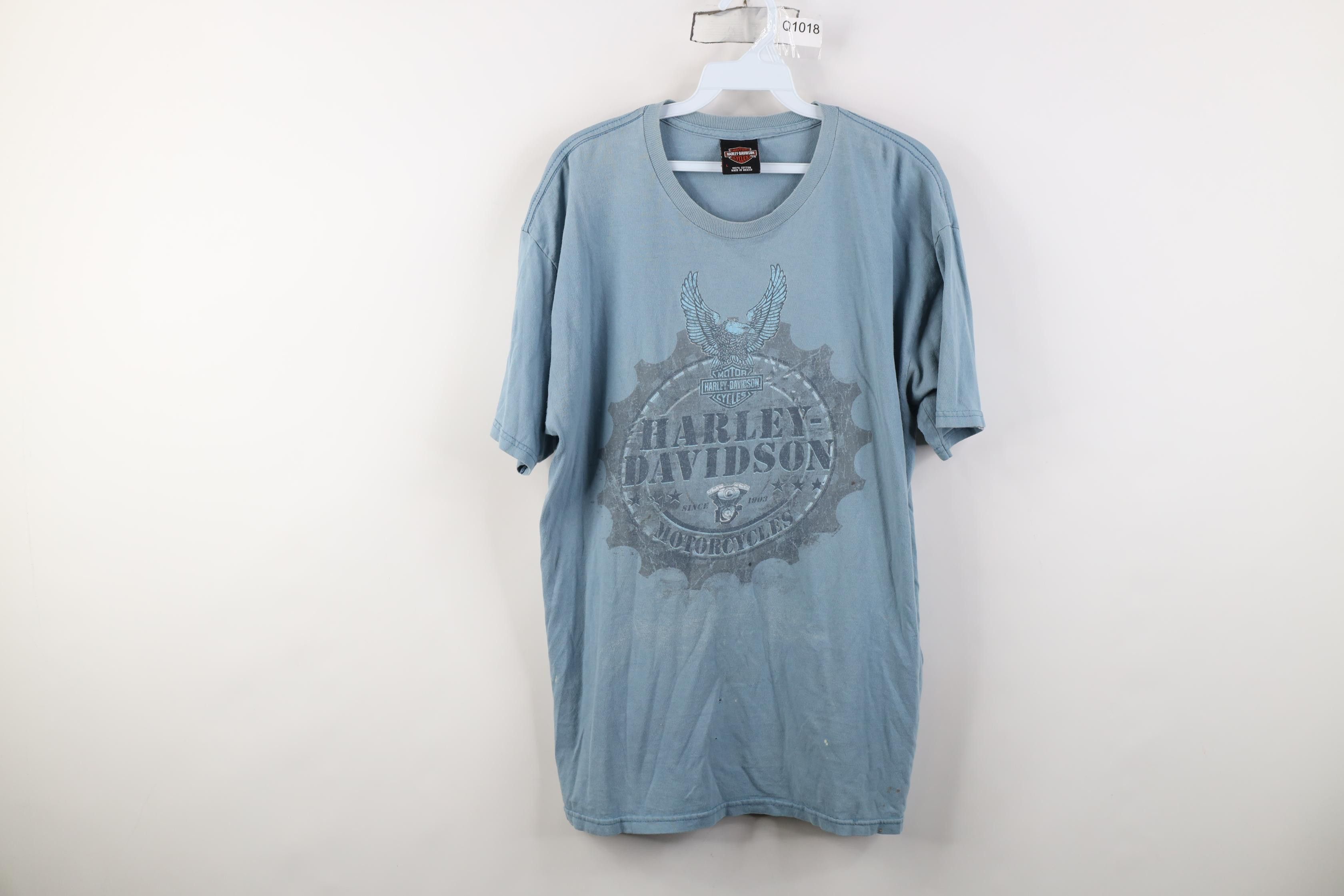 Harley Davidson Vintage Y2K Harley Davidson Eagle Engine Gear T-Shirt Blue Size US L / EU 52-54 / 3 - 1 Thumbnail