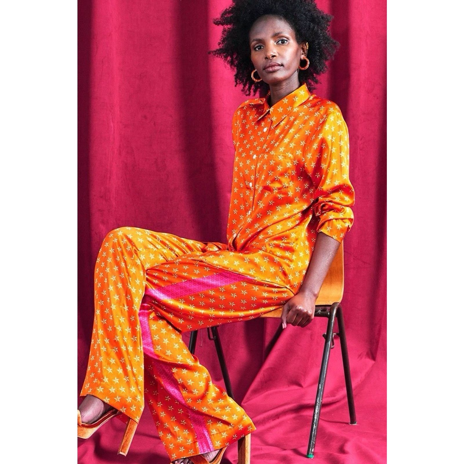 Other JESSICA RUSSELL FLINT orange stars Silk shirt M 6 8 Size M / US 6-8 / IT 42-44 - 1 Thumbnail