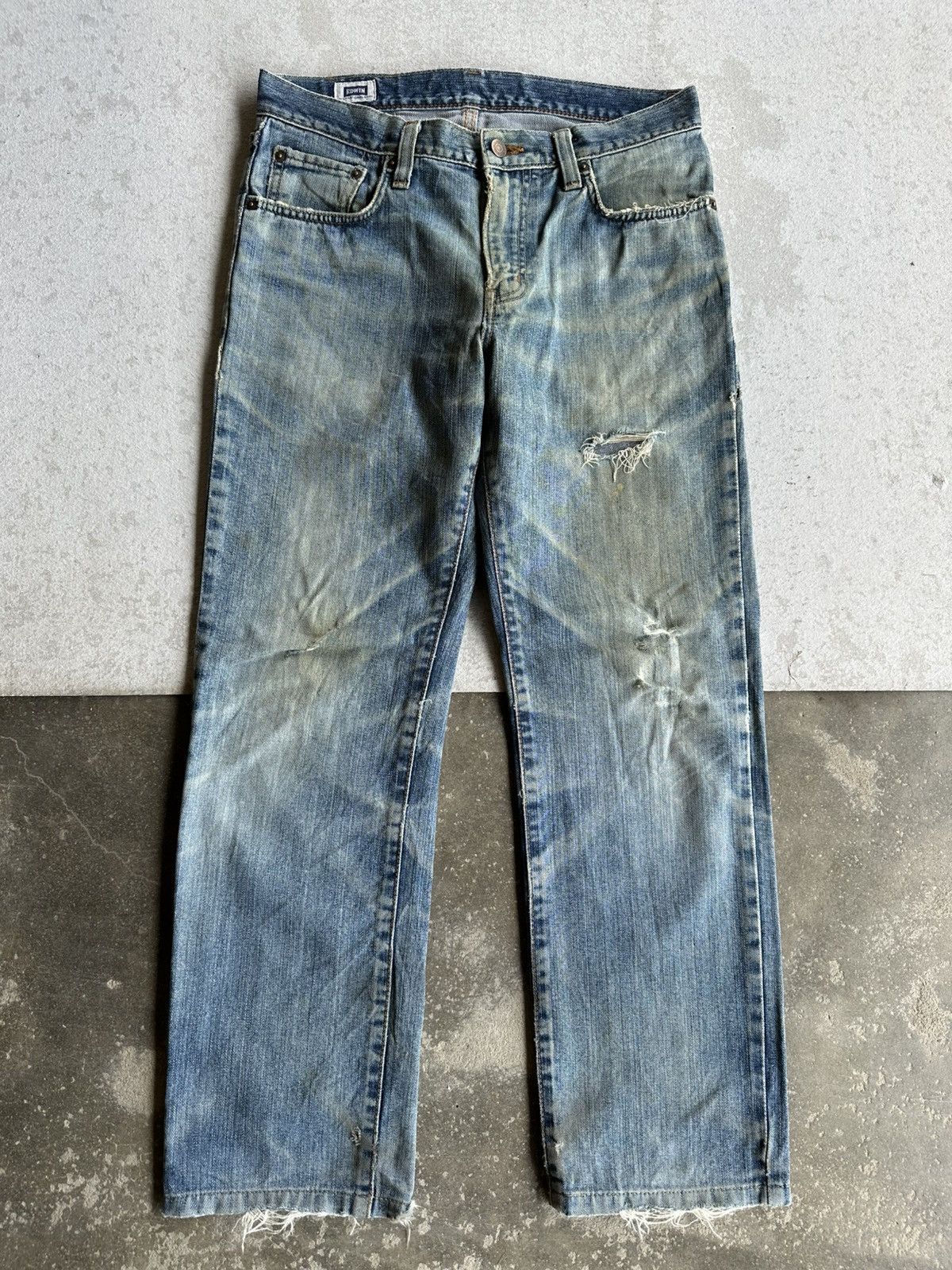 Edwin Vintage EDWIN Japan Rusty Distressed Denim Pants Size US 31 - 1 Thumbnail