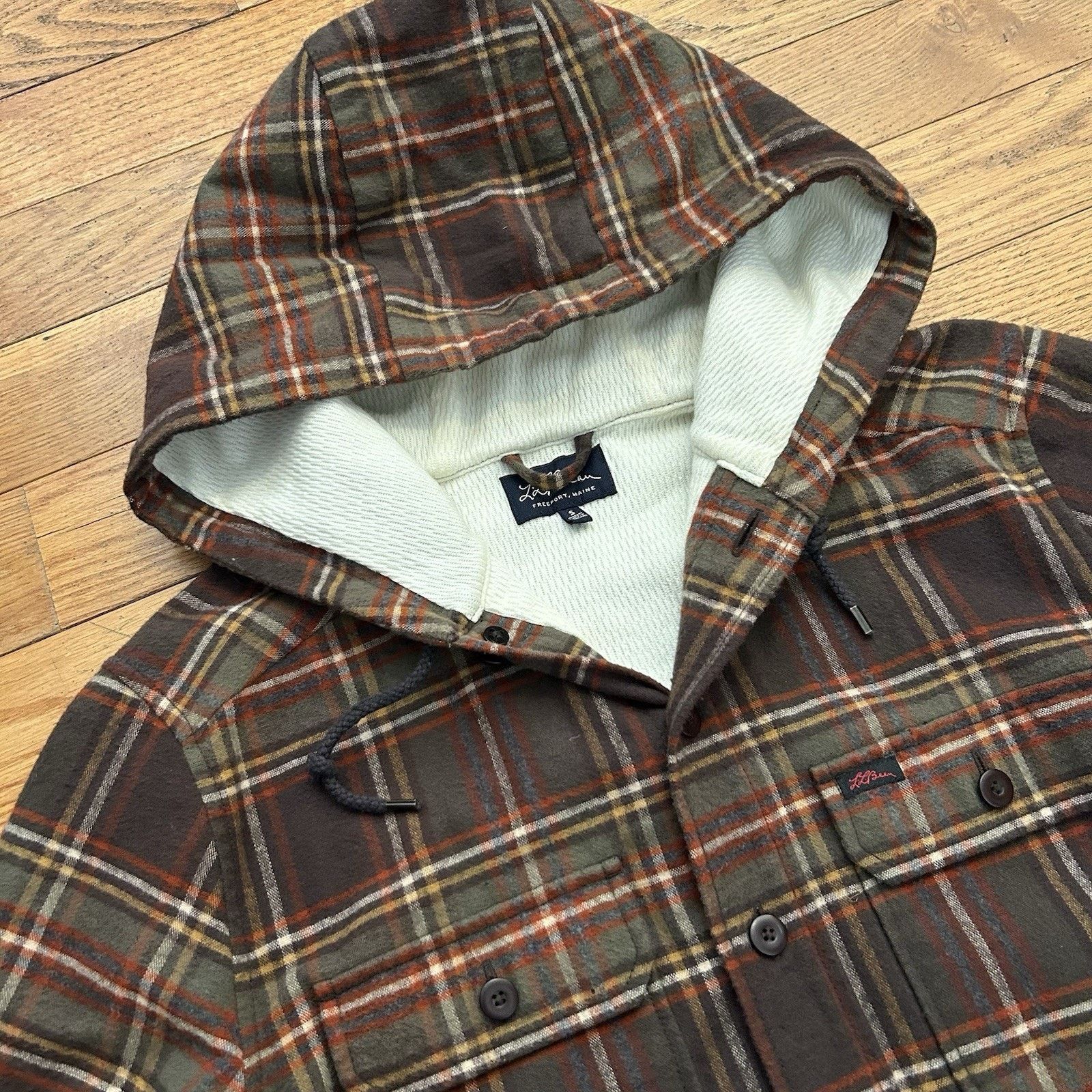 L.L. Bean Plaid Flannel Hoodie Thermal Waffle Knit Lined Shirt Jacket Size US S / EU 44-46 / 1 - 2 Thumbnail