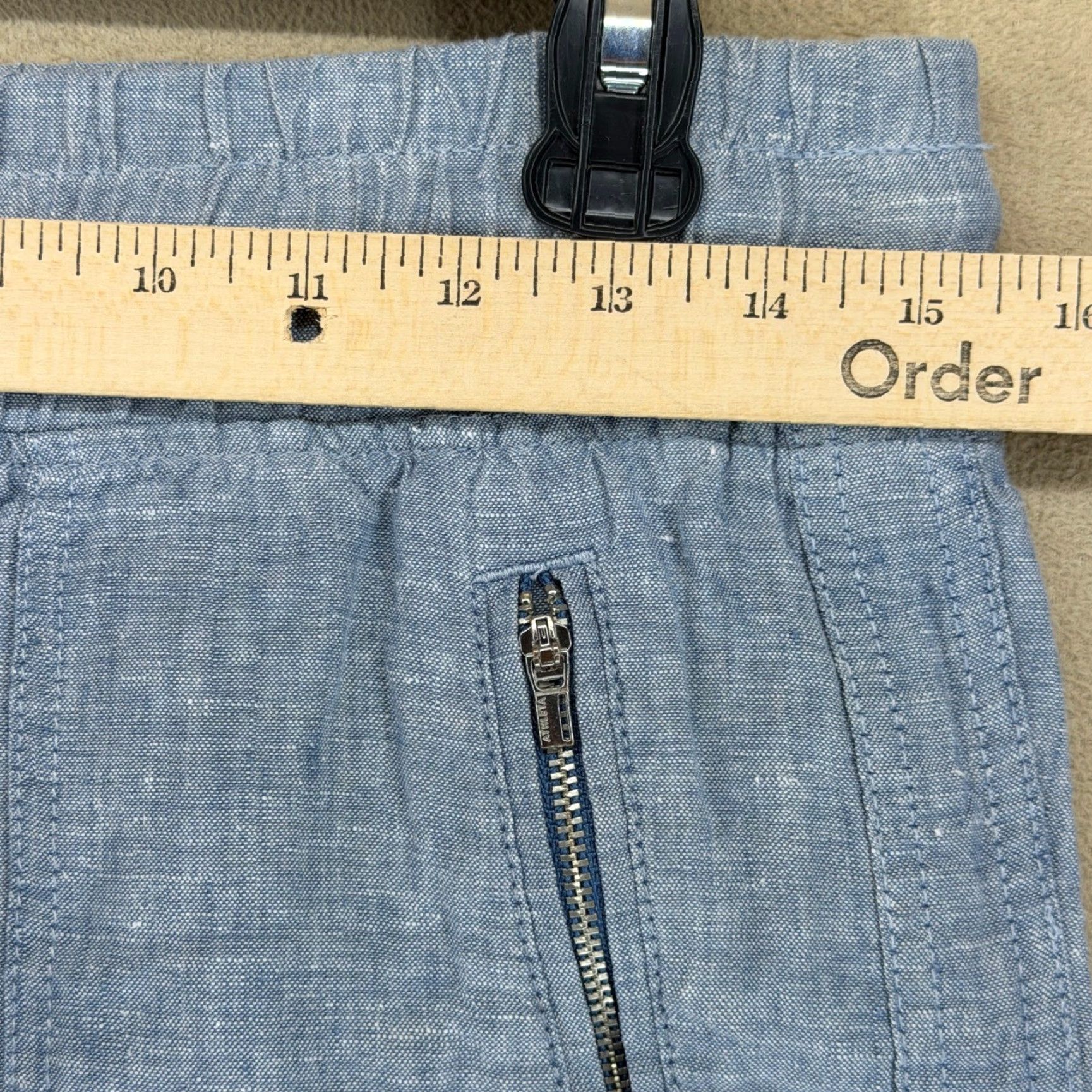 Athleta Athleta Linen Blend Capri Pants Womens Size 4 Blue Drawstring Zip Pockets Cropped Size 27" / US 4 / IT 40 - 4 Thumbnail