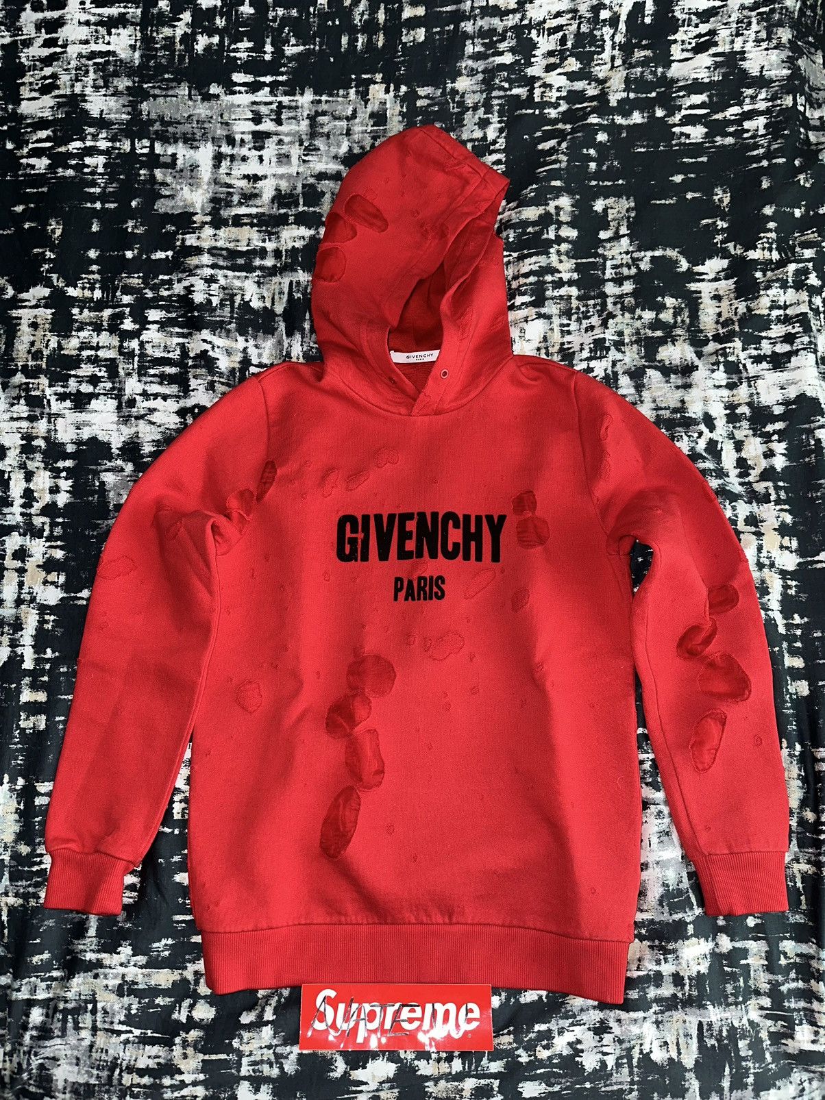 Givenchy paris outlet destroyed hoodie red