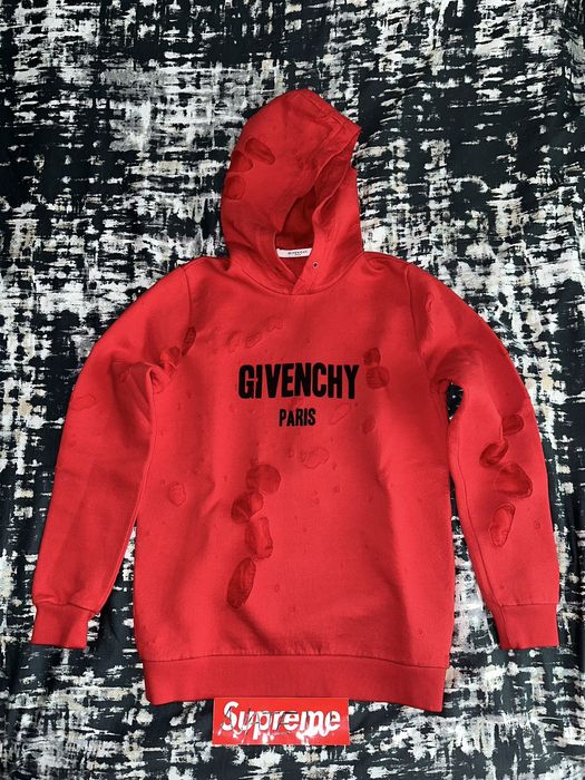 Givenchy distressed deals logo hoodie