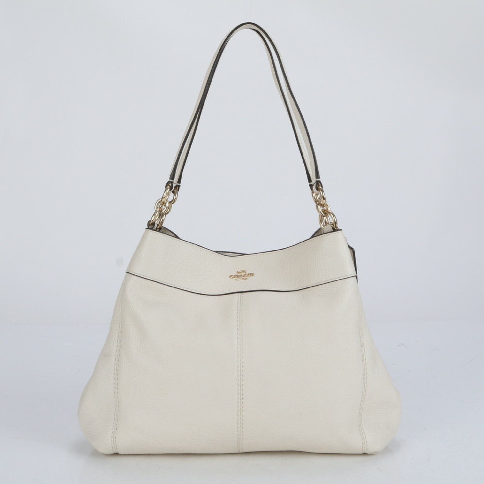 Coach Lexi Leather Shoulder Bag Tote Hand Gold Hardware White Women's