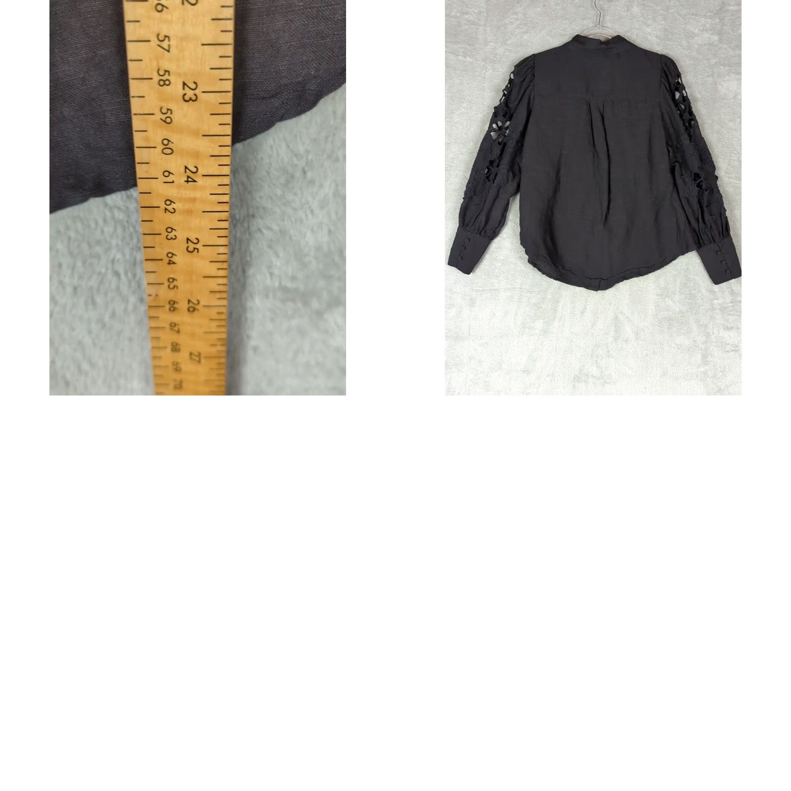 Boston Proper Boston Proper Blouse Shirt Black Linen Blend Inset Drama Sleeve Medium M Women Regular Vintage No Size M / US 6-8 / IT 42-44 - 8 Thumbnail