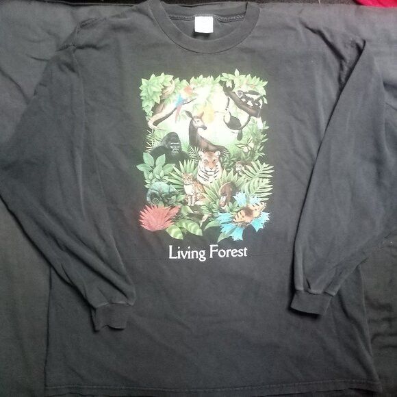 Delta Vintage Living Forest Jungle Animals Long Sleeve T-Shirt Size US XL / EU 56 / 4 - 2 Thumbnail
