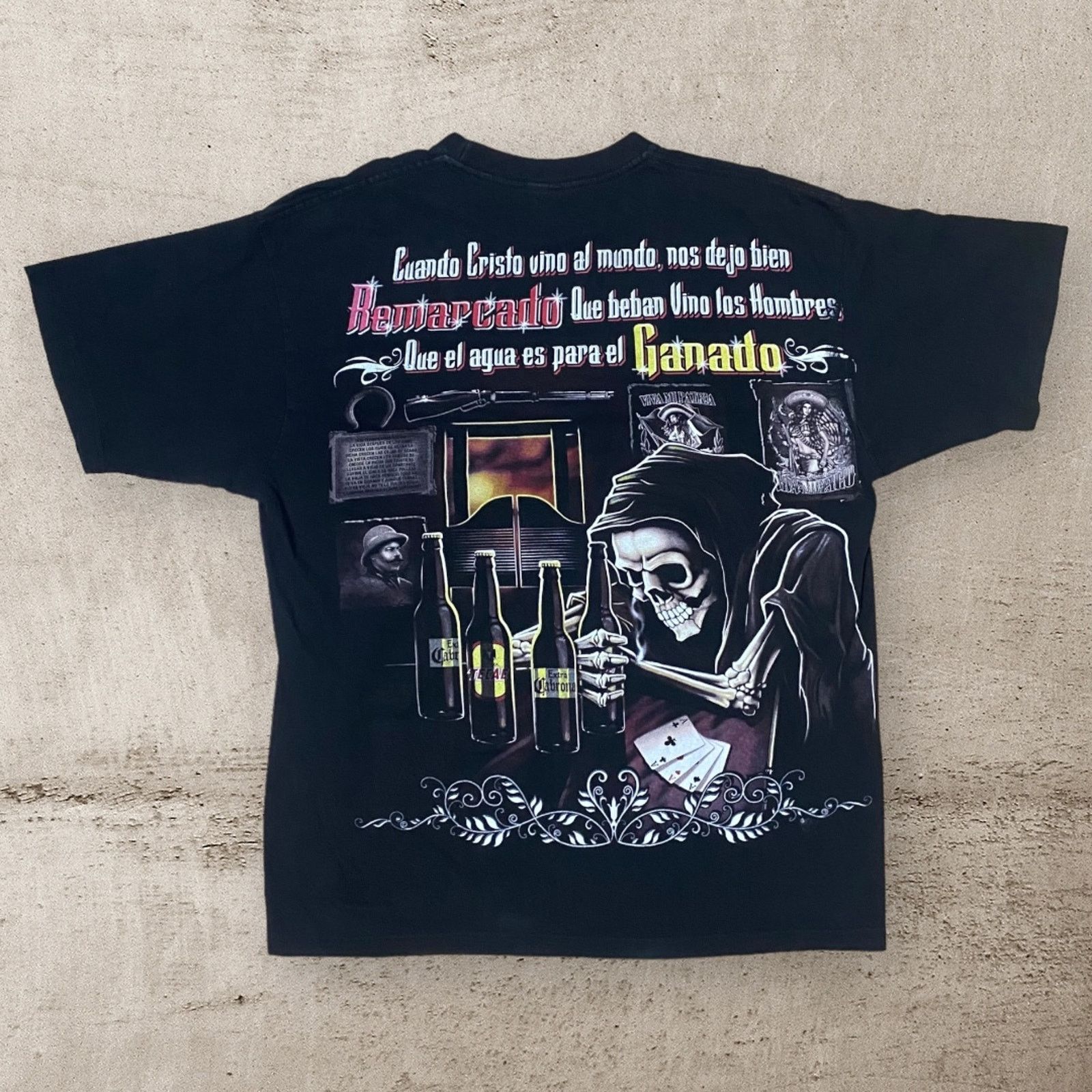 Vintage Vintage Santa Muerte Holy Dealth Grim Reaper Mexico T Shirt Size US XXL / EU 58 / 5 - 1 Thumbnail