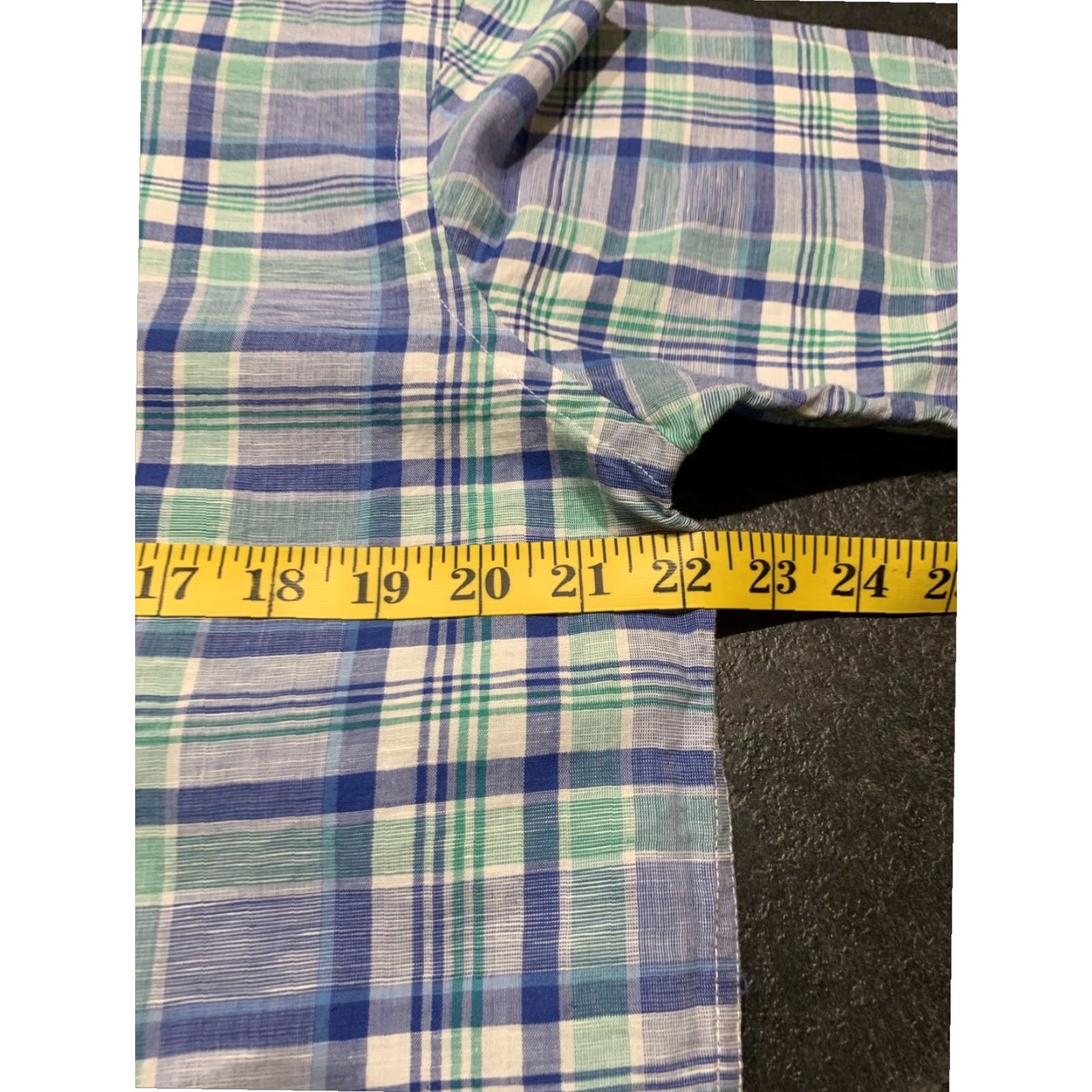 Chaps Chaps Plaid Button Down Shirt Mens Short Sleeve Multicolor Cotton Linen M Size US M / EU 48-50 / 2 - 7 Thumbnail