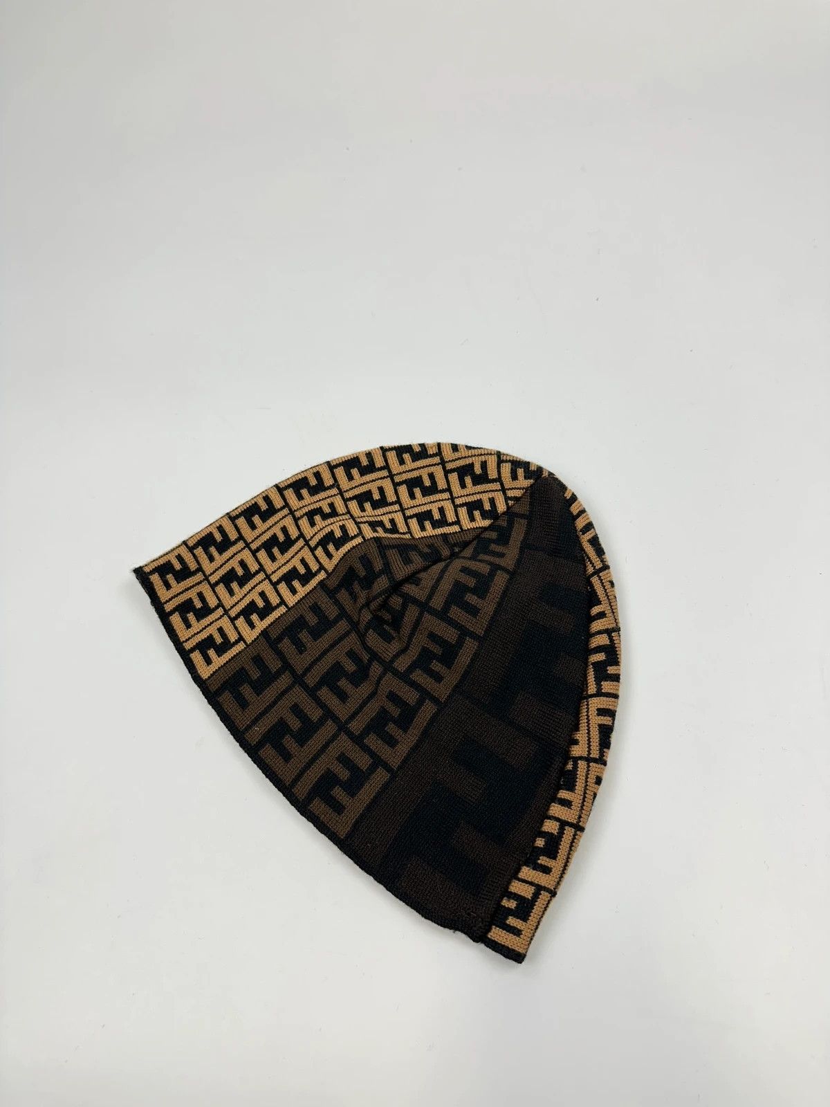 Fendi Fendi FF Zucca Monogram Beige Brown Wool Beanie Size ONE SIZE - 3 Thumbnail