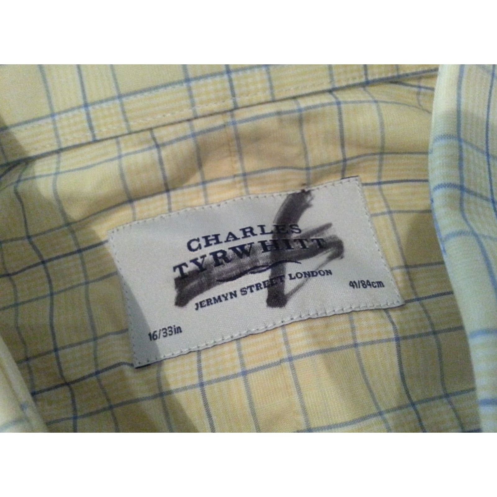 Charles Tyrwhitt Charles Tyrwhitt Shirt Mens 16 Yellow Dress Button Cotton Size 42R - 5 Thumbnail