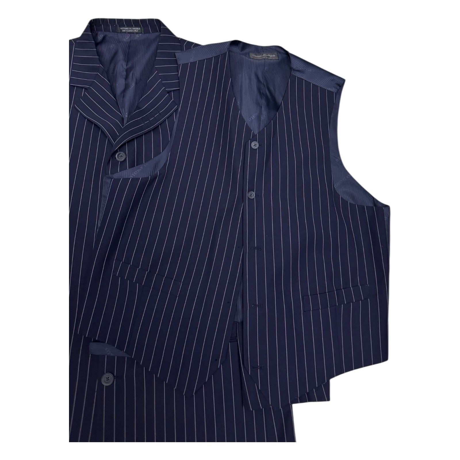 Other VITTORIO ST ANGELO Pinstripe Designer 3-Piece Suit 44R Size 44R - 7 Thumbnail
