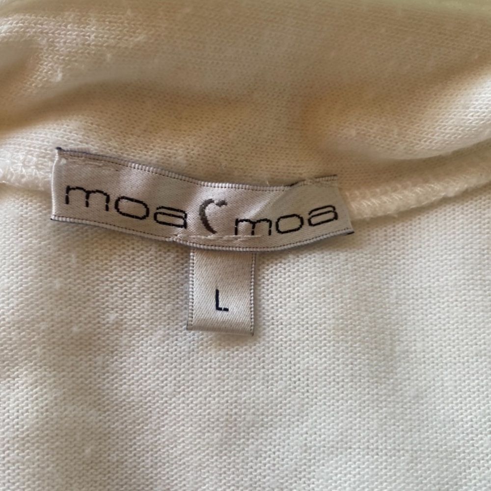 Other Moa Moa White Draped Open Front Short Sleeve Cardigan Cover- Size L / US 10 / IT 46 - 3 Thumbnail