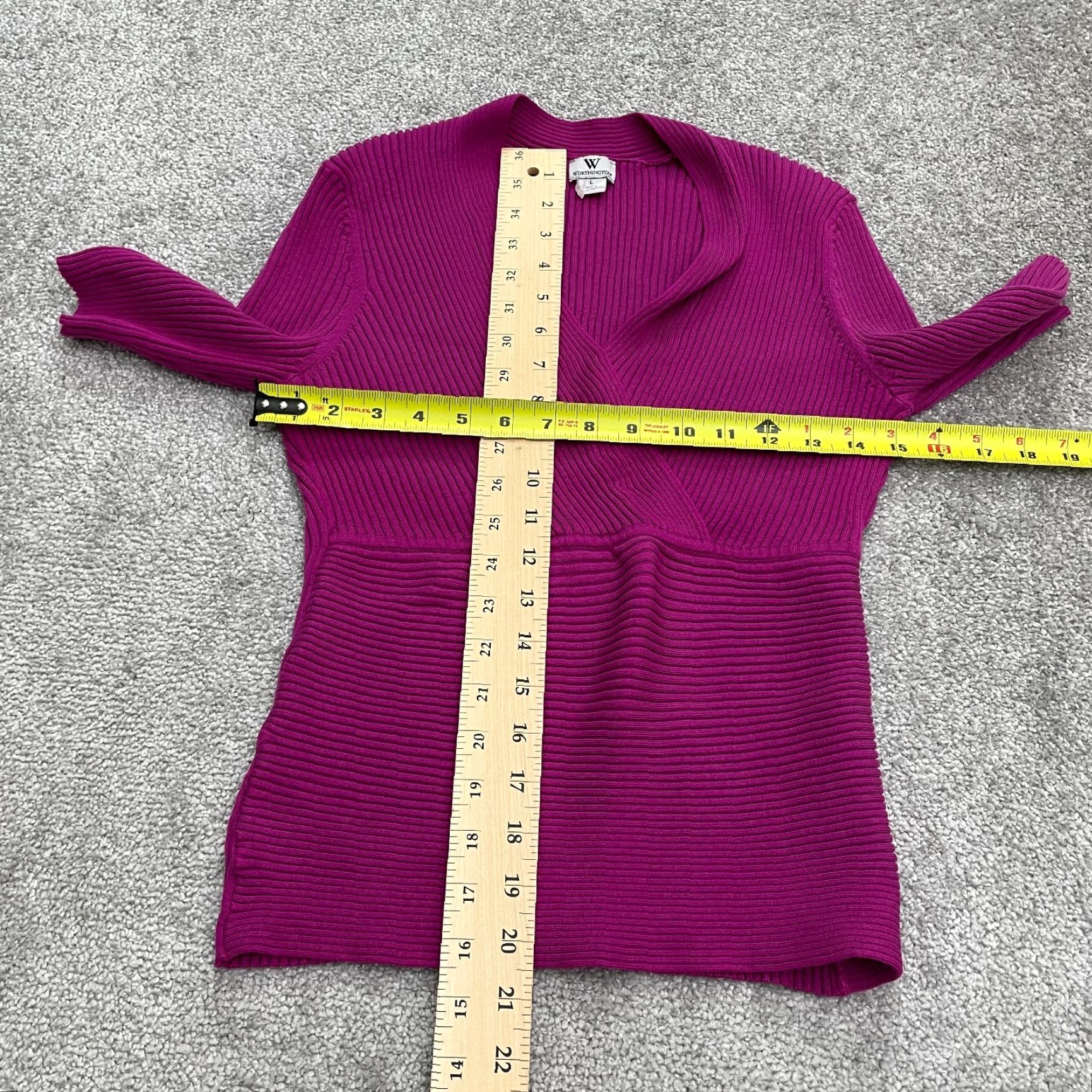 Worthington Worthington Womens Sweater Shirt Knit Wrap V-Neck Purple Large Knit Top Regular Sleeve L Womens Size L / US 10 / IT 46 - 6 Thumbnail