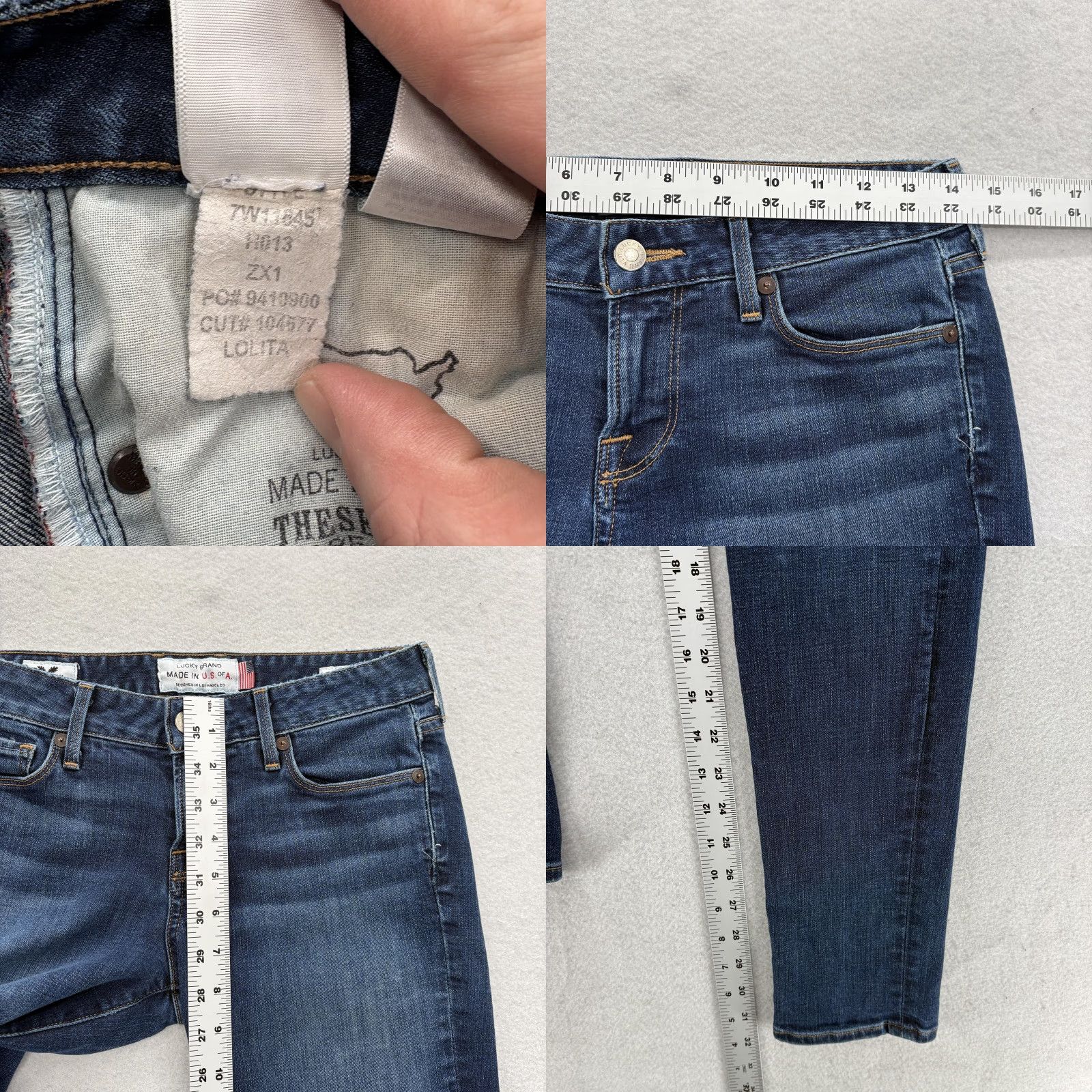 Lucky Brand Lucky Brand Lolita Mid Rise Skinny Jeans Womens 28 Blue White Oak Denim USA Slim Stretch Pockets 5-Pocket Rise Mid Inseam 32"} Size 28" / US 6 / IT 42 - 8 Thumbnail